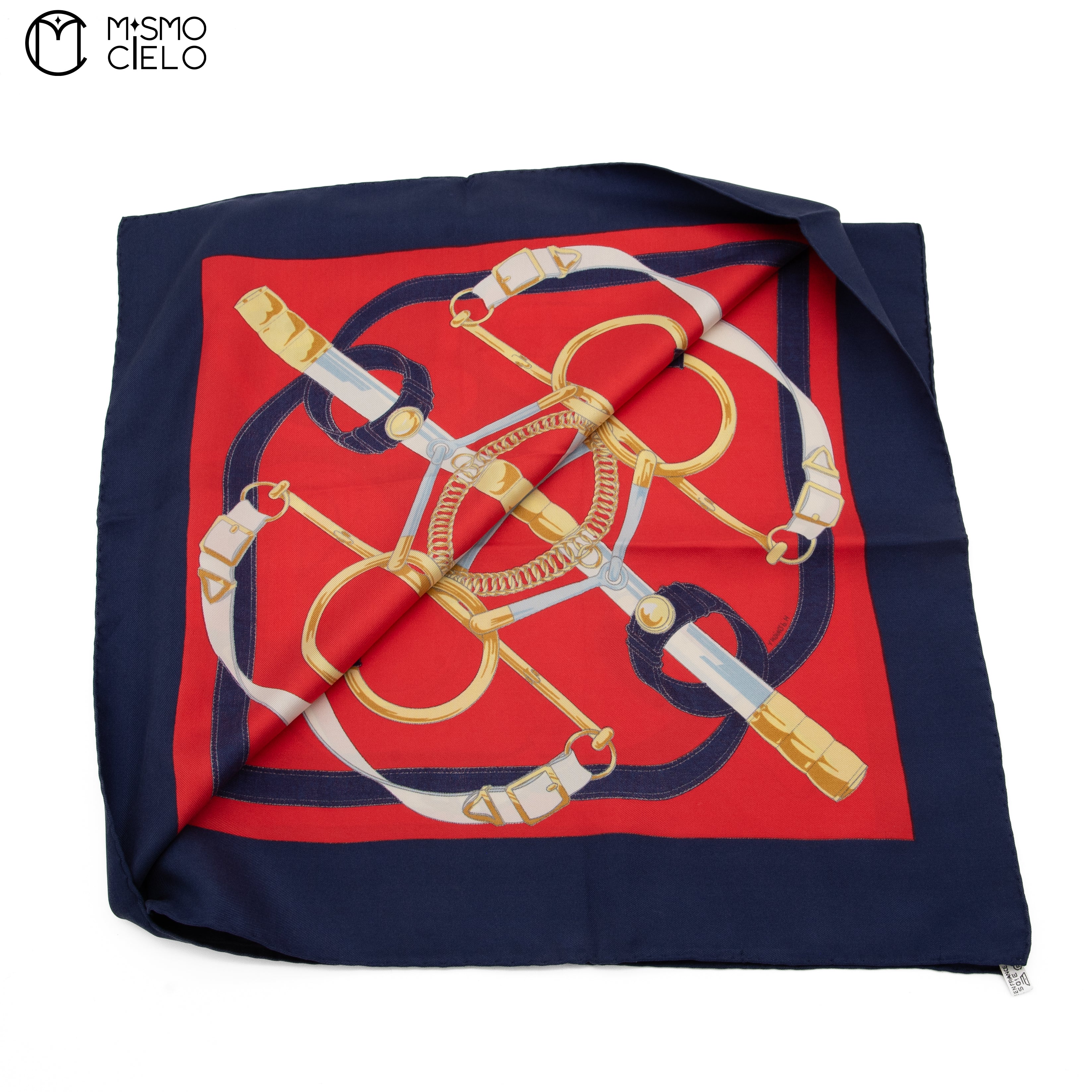 HERMES Blue and Red Scarf 73 cm