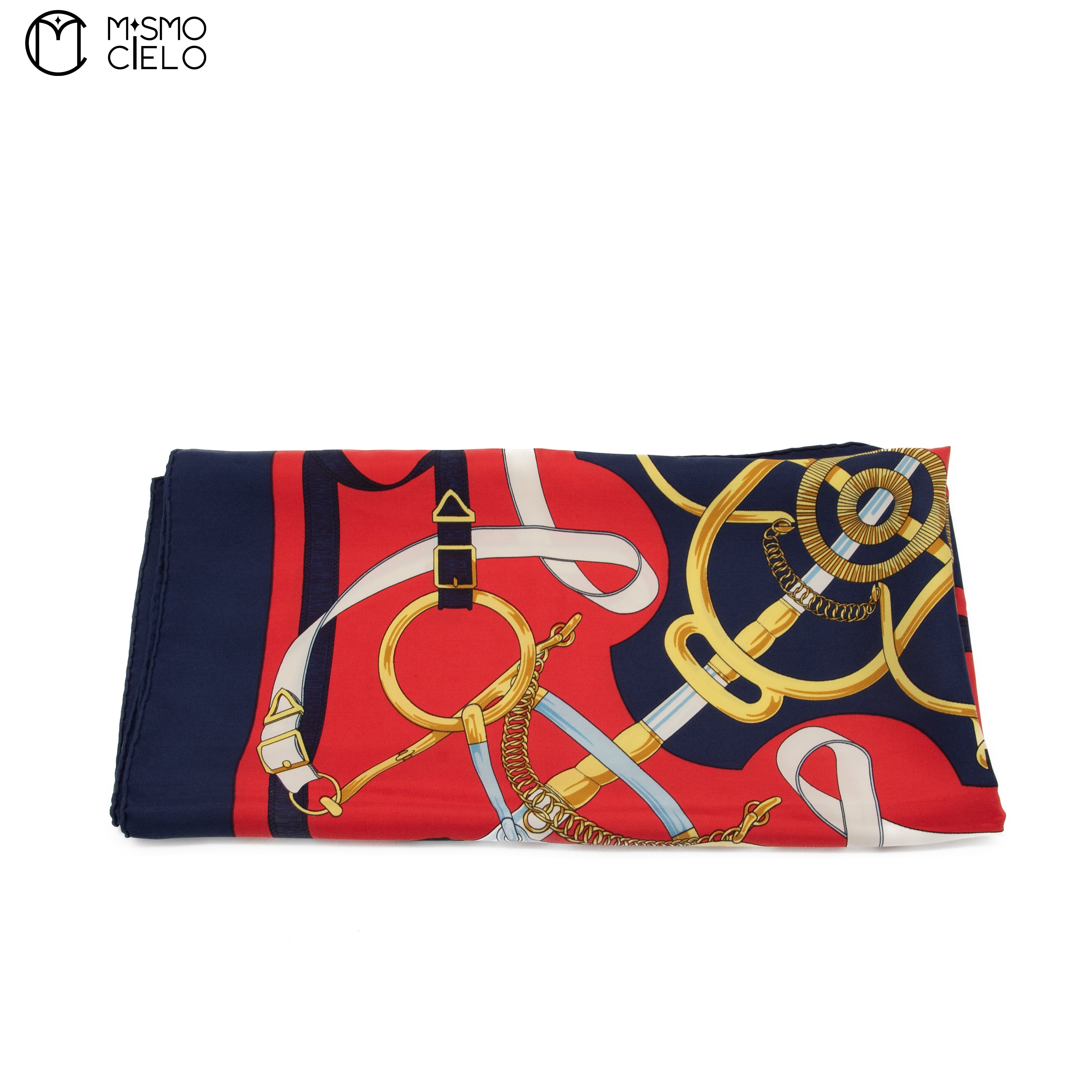 HERMES Blue and Red Scarf 73 cm