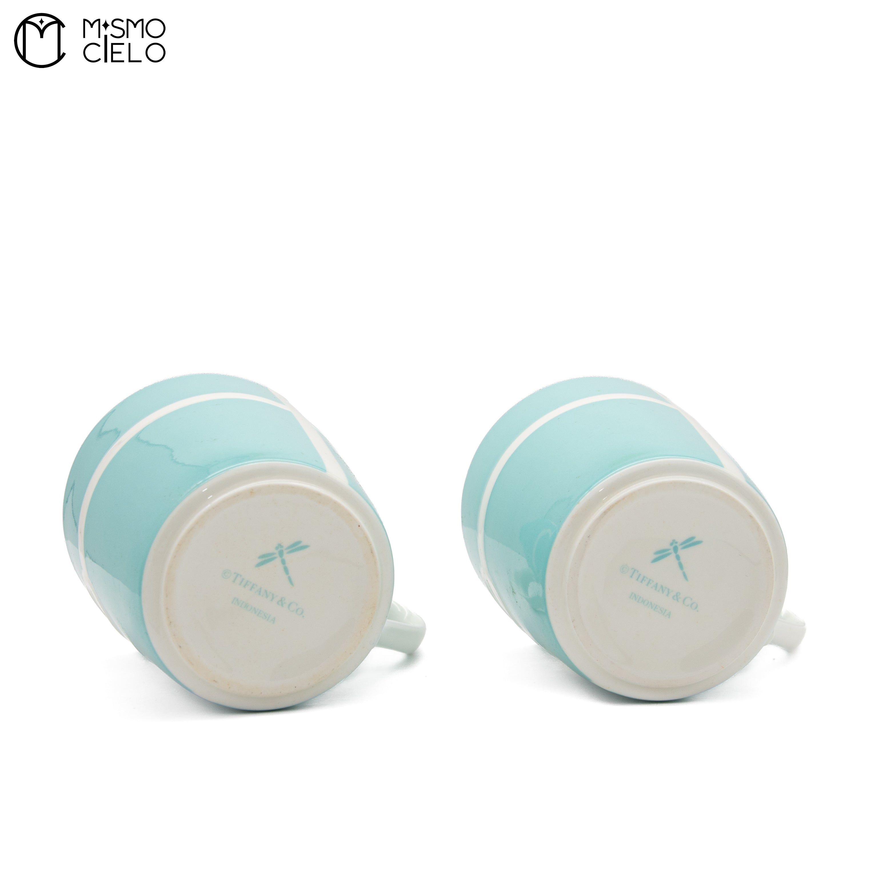 Blue Ribbon Mugs, Pair