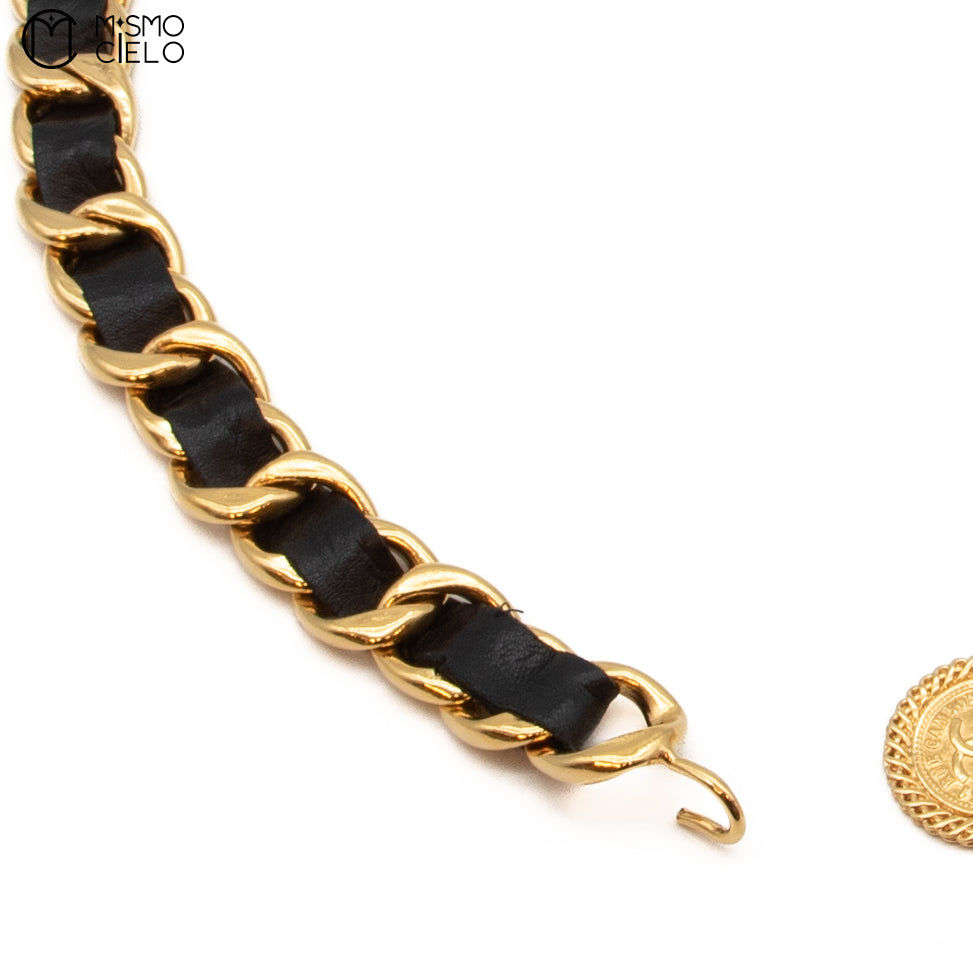 Coco Mark Mademoiselle 2-row Leather Chain Belt