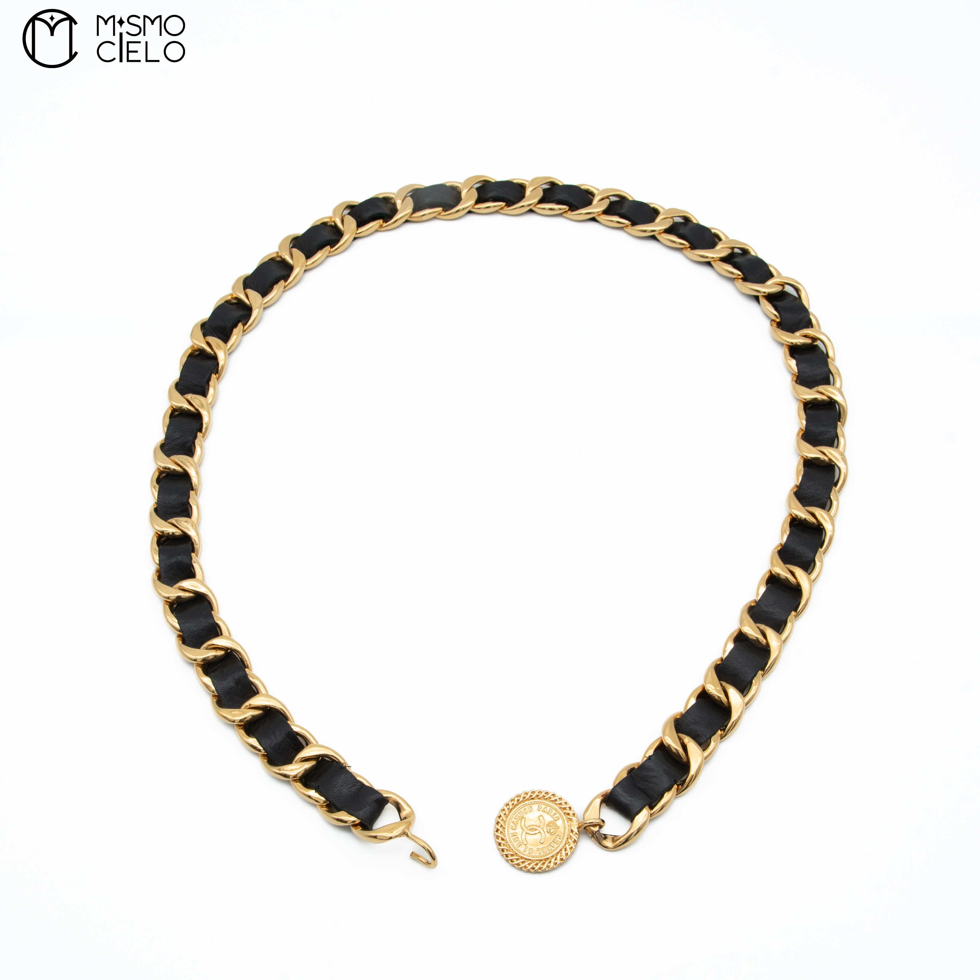 Coco Mark Mademoiselle 2-row Leather Chain Belt