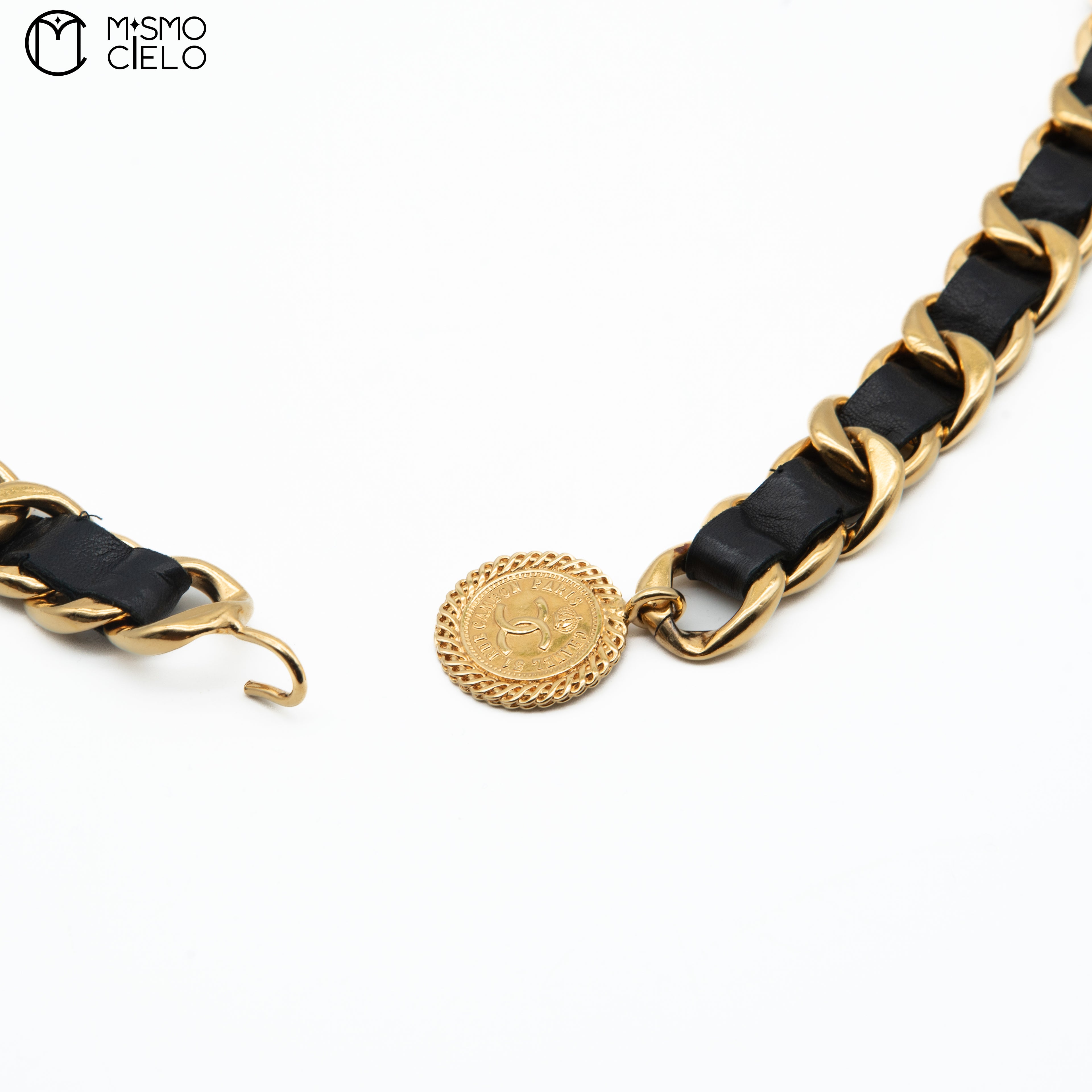 Coco Mark Mademoiselle 2-row Leather Chain Belt