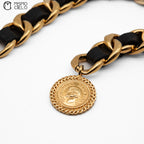 Coco Mark Mademoiselle 2-row Leather Chain Belt