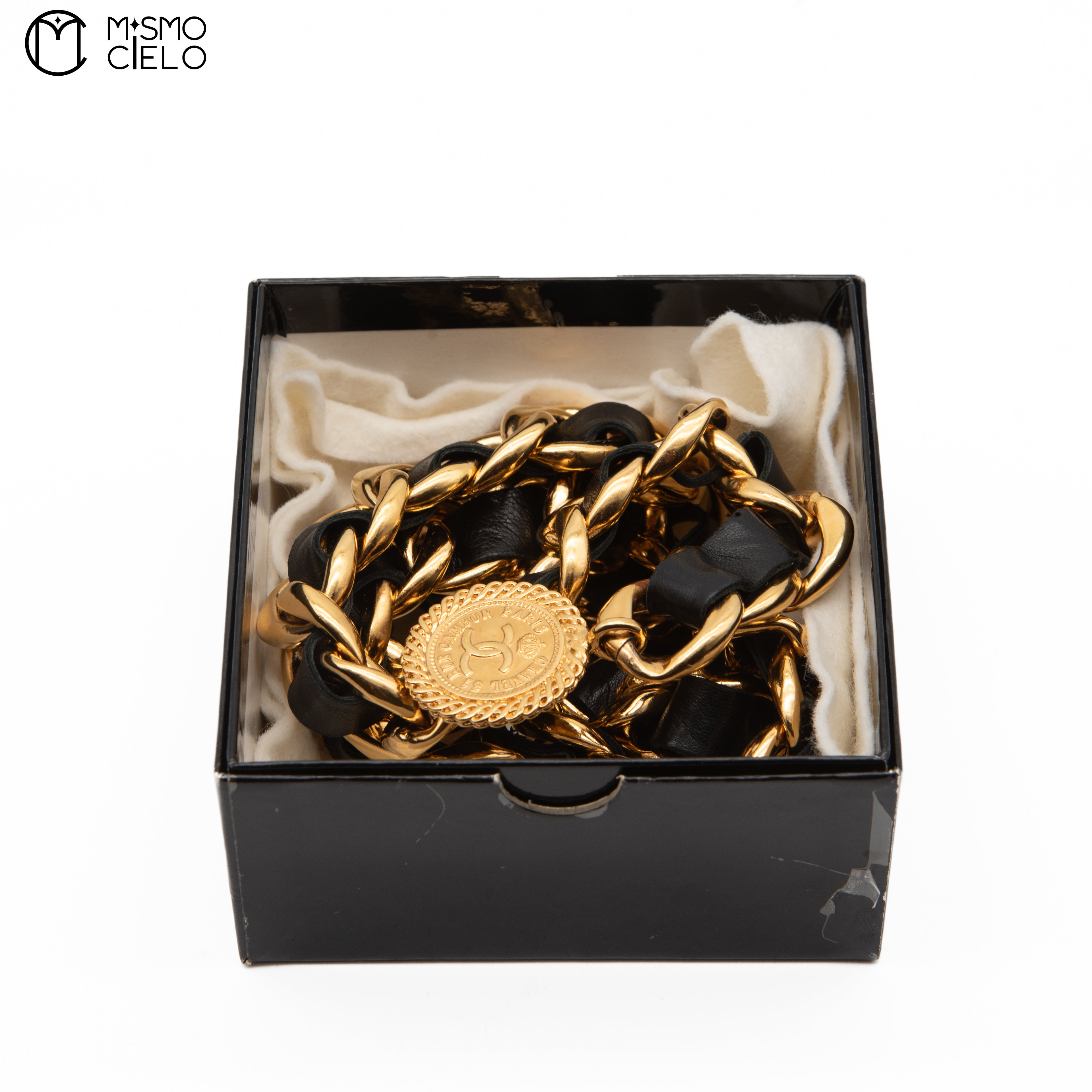 Coco Mark Mademoiselle 2-row Leather Chain Belt