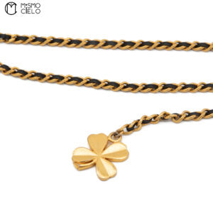 Clover 2-row Leather Chain Belt