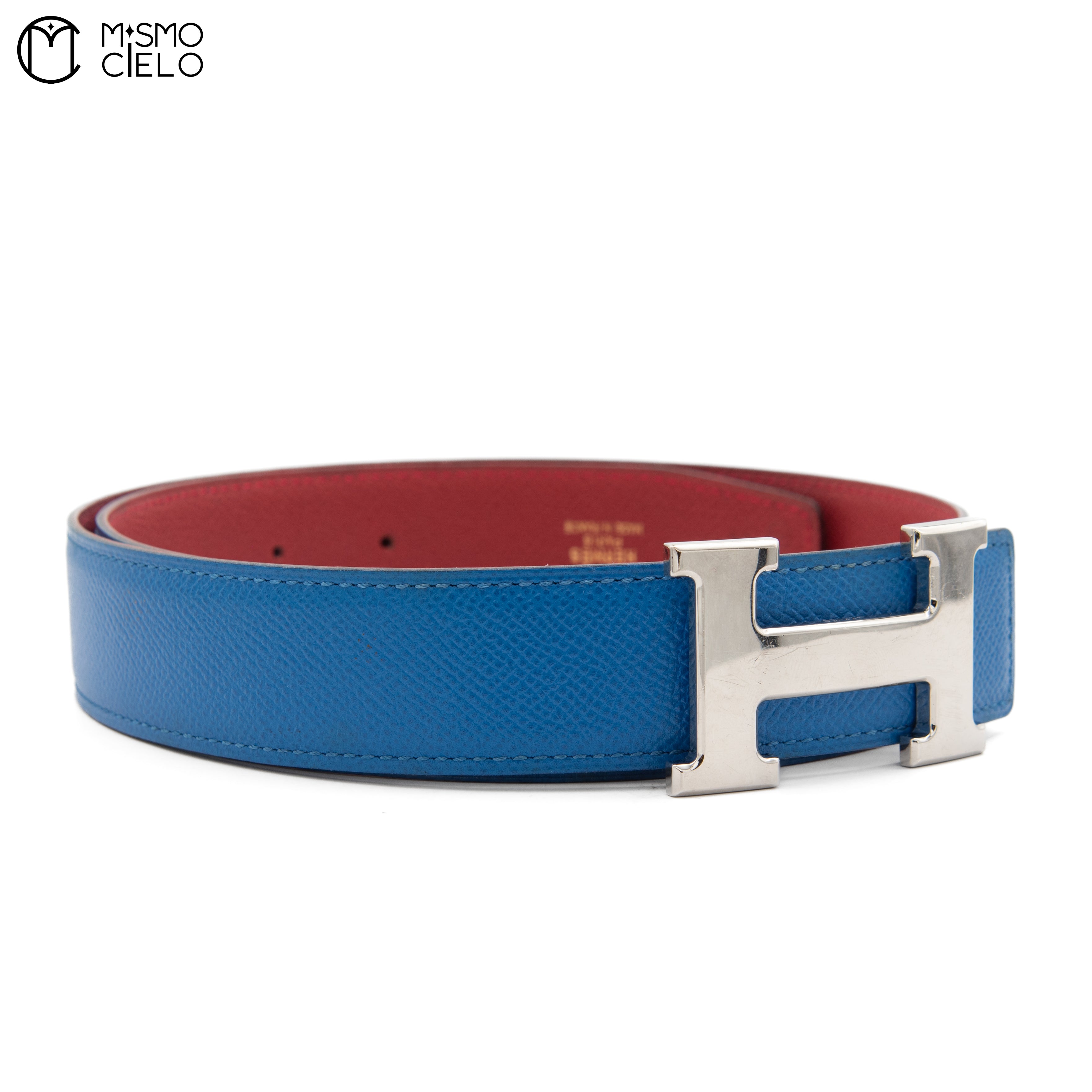 Silver H Belt Blue/Red