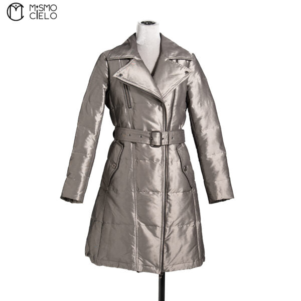 Metallic Silver Down Coat Blue London Label