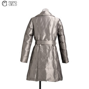 Metallic Silver Down Coat Blue London Label