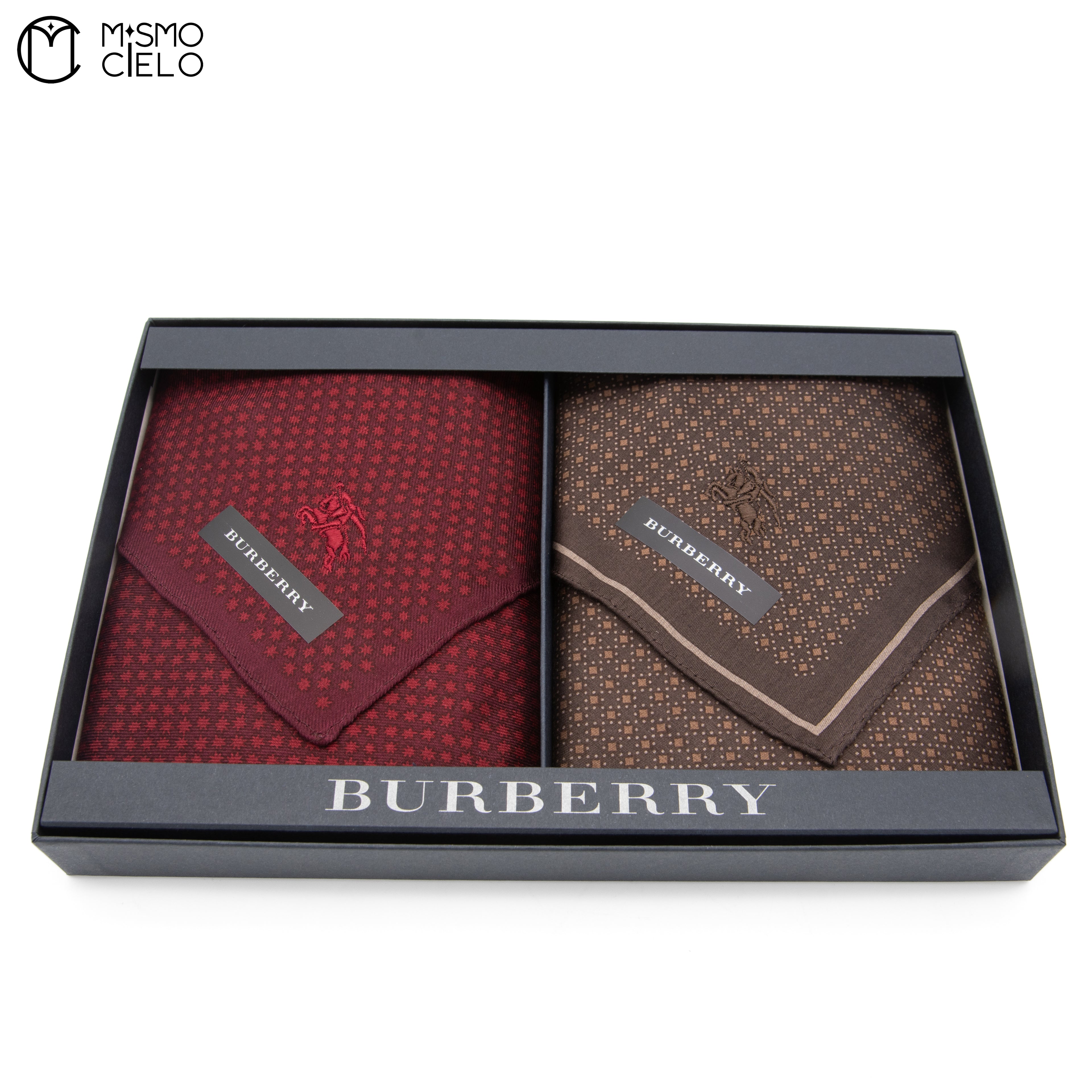 Red and Brown Silk Handkerchiefs Box set