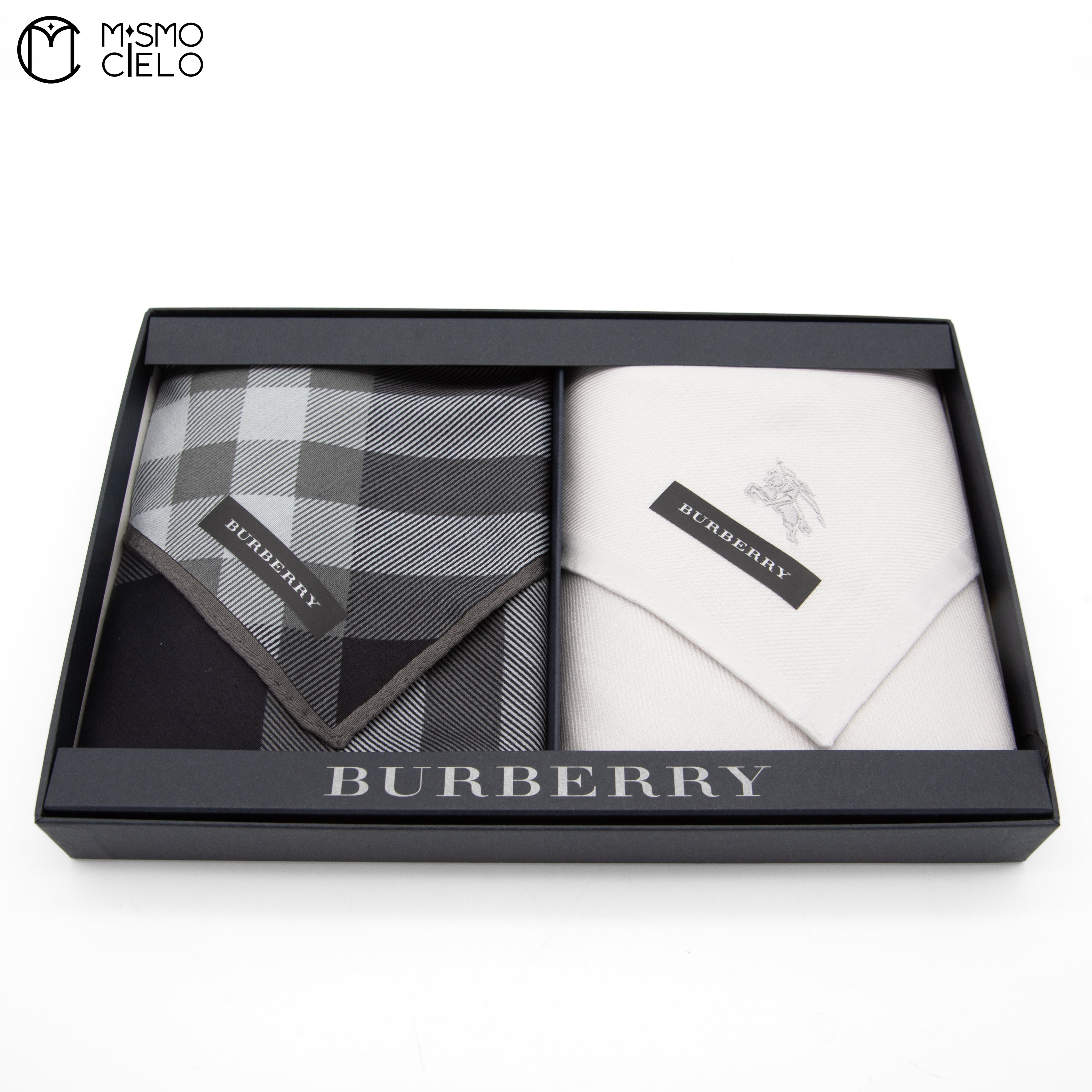 Grey and White Silk Handkerchiefs Box Set