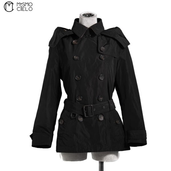 Black Short Trench Coat Brit Label