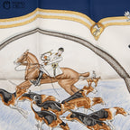 HERMES Le Laisser Courre Black Hunting Dogs Carre 90*