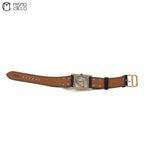 Navy Blue Lizard Strap White Dial Gold Plated Watch