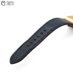 Navy Blue Lizard Strap White Dial Gold Plated Watch