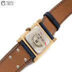 Navy Blue Lizard Strap White Dial Gold Plated Watch