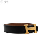 Black Brown Gold H Reversible Belt