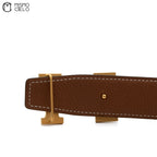 Black Brown Gold H Reversible Belt