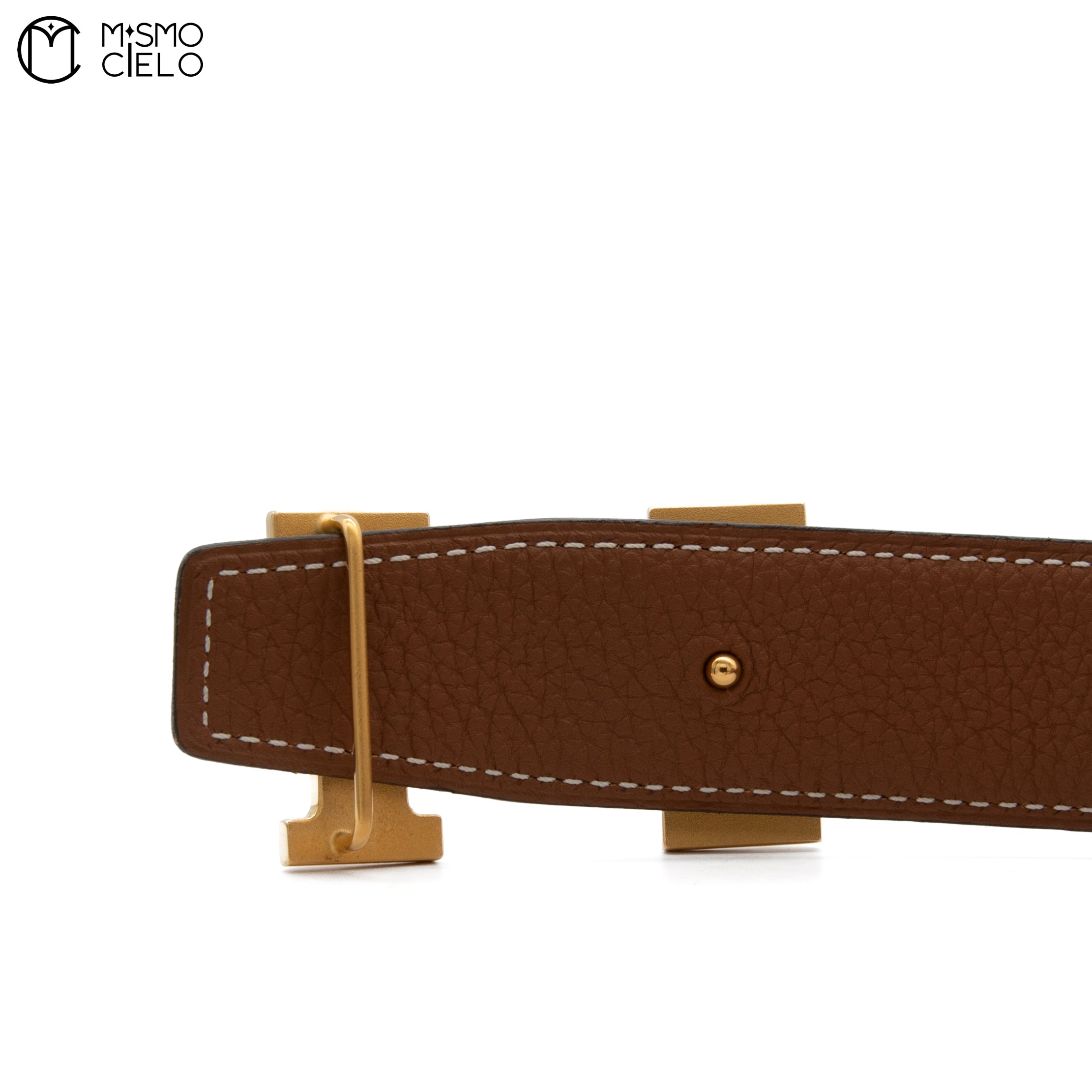 Black Brown Gold H Reversible Belt