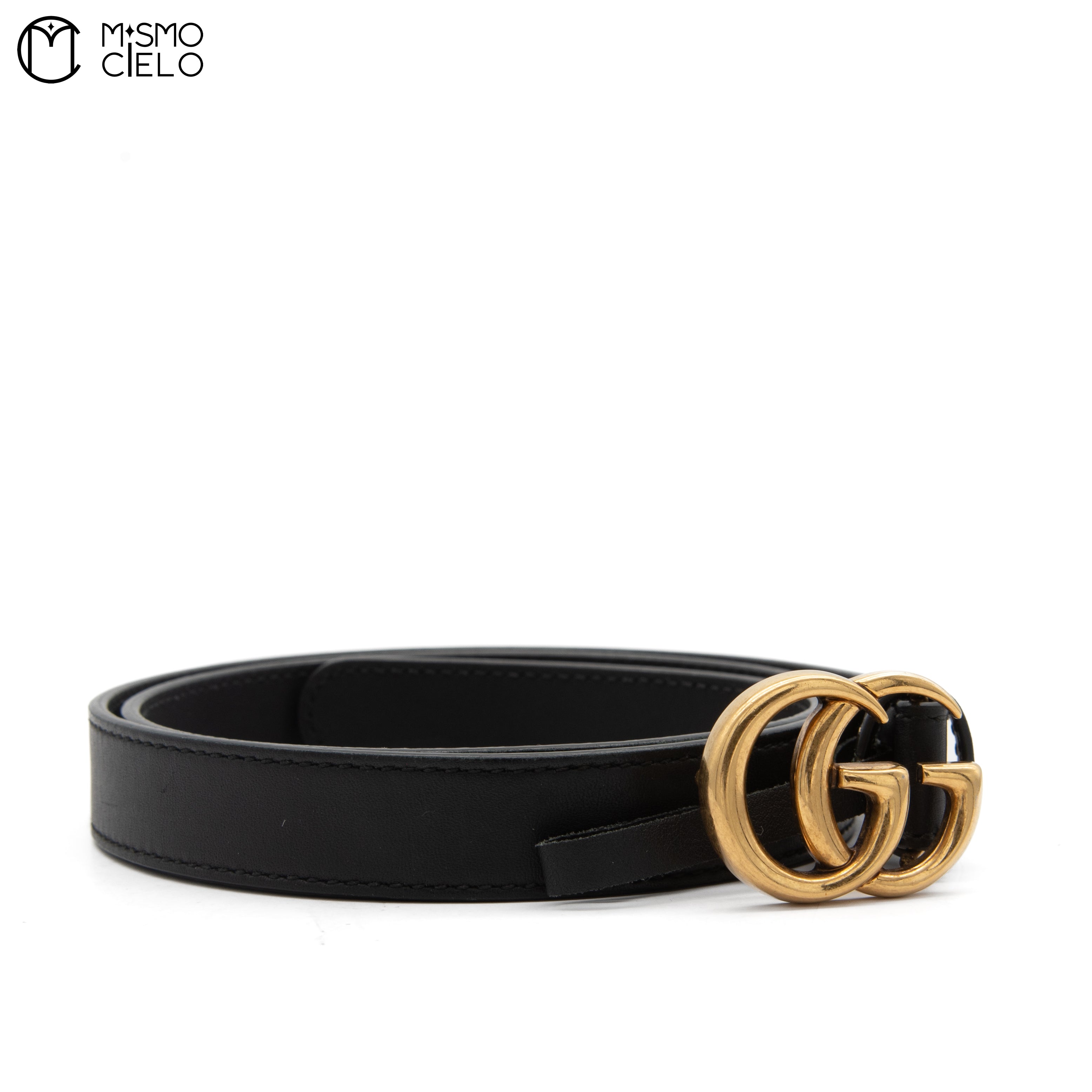 Black and Gold GG 2cm Marmont Belt
