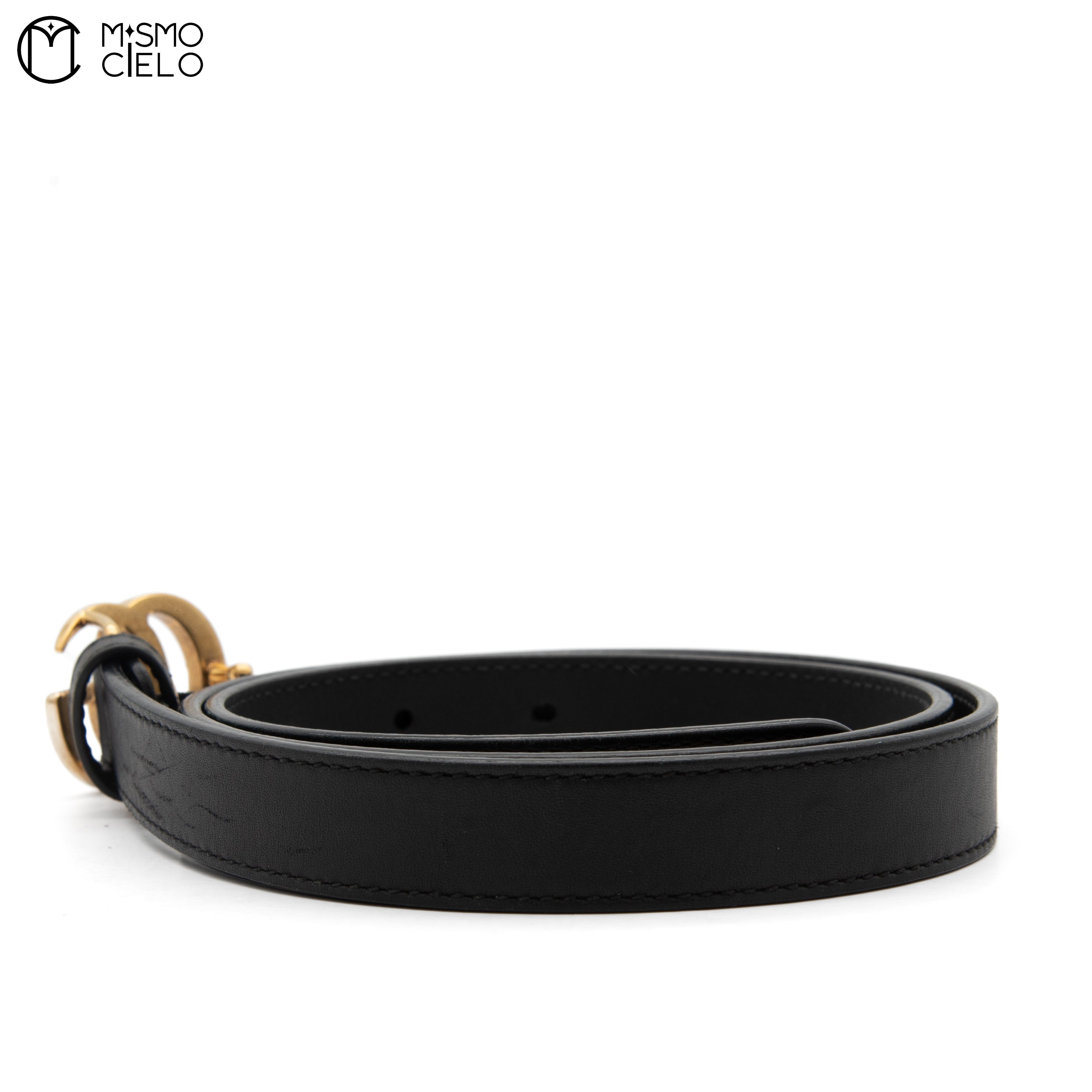 Black and Gold GG 2cm Marmont Belt