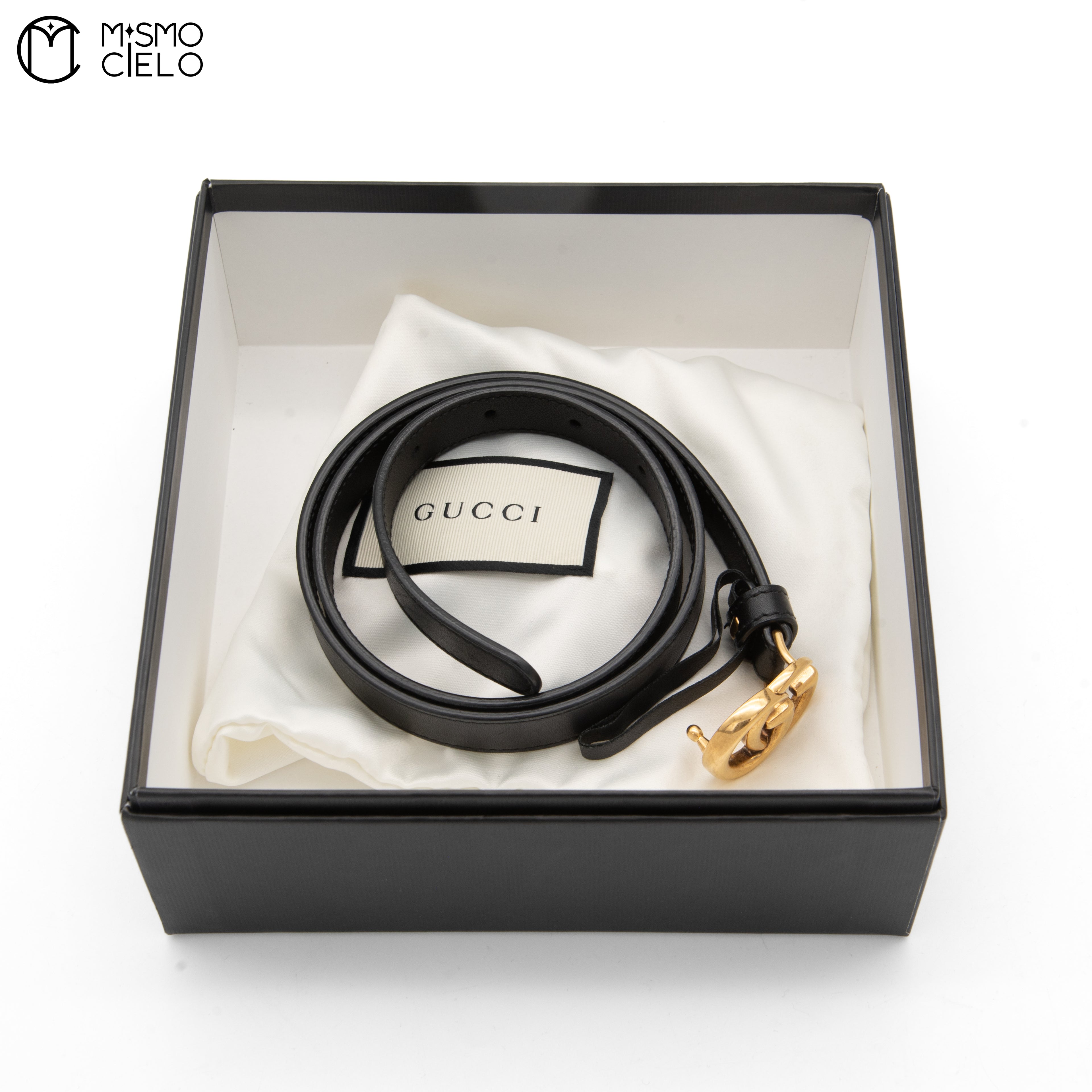 Black and Gold GG 2cm Marmont Belt