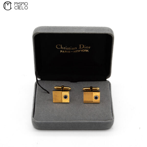 Gold Button Sapphire Cufflinks