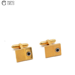 Gold Button Sapphire Cufflinks