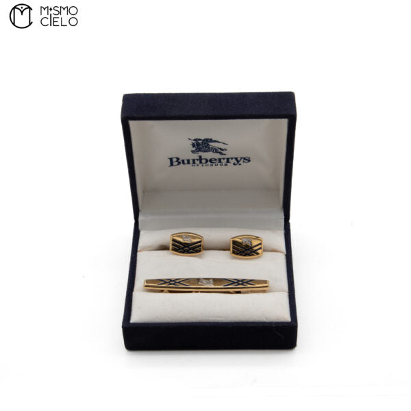 Gold Cufflinks and Tie Pin Set