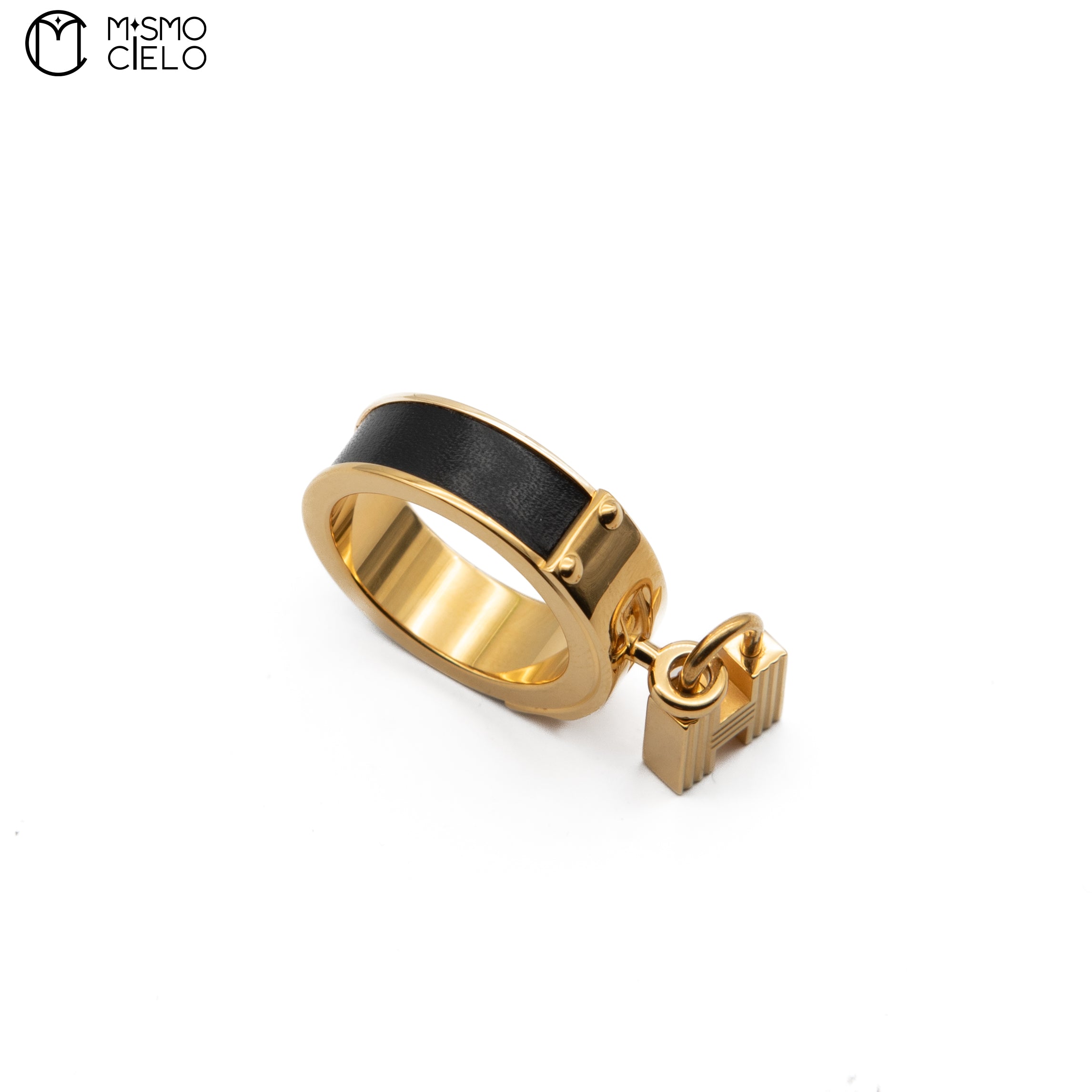 HERMES Gold H logo Scarf Ring *