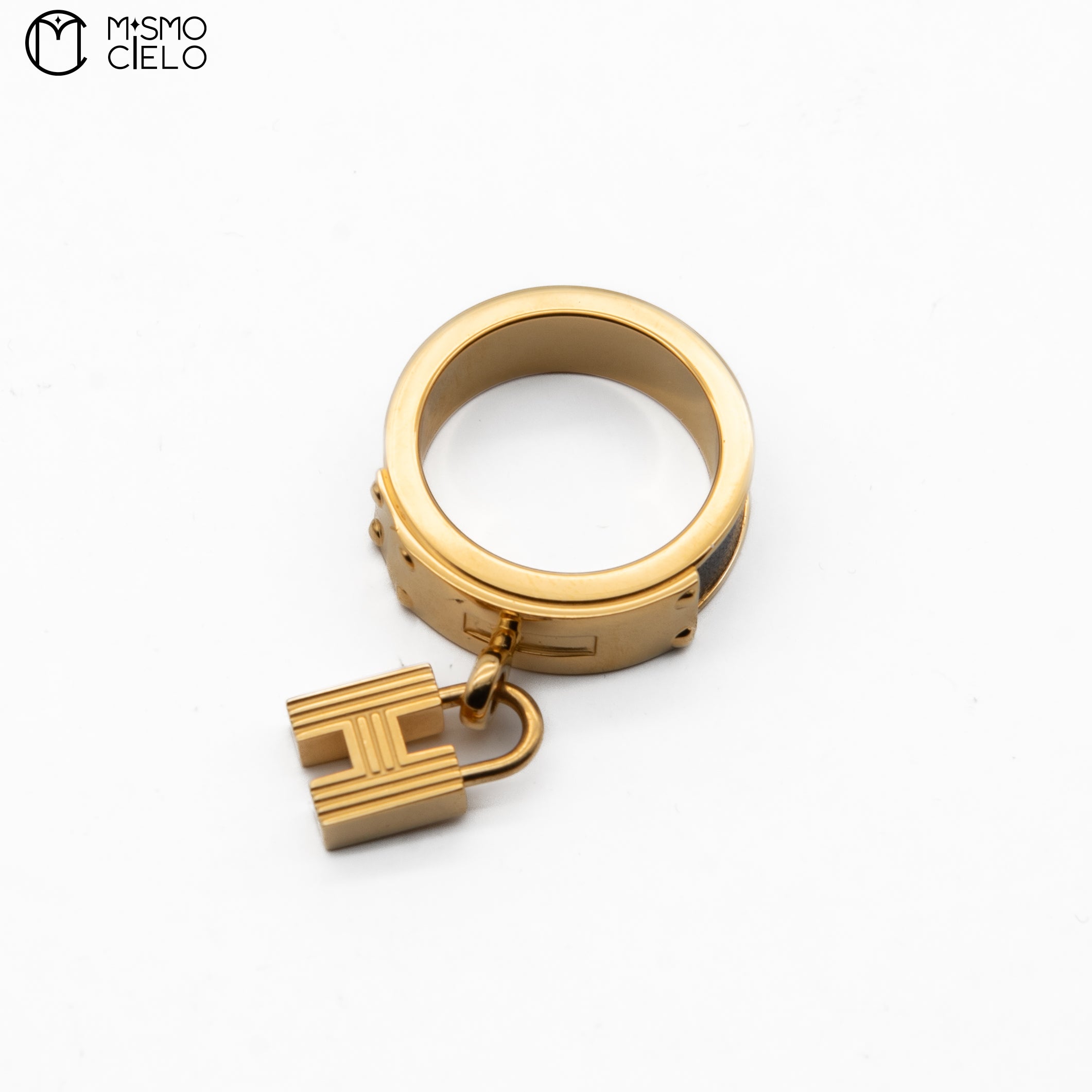 HERMES Gold H logo Scarf Ring *