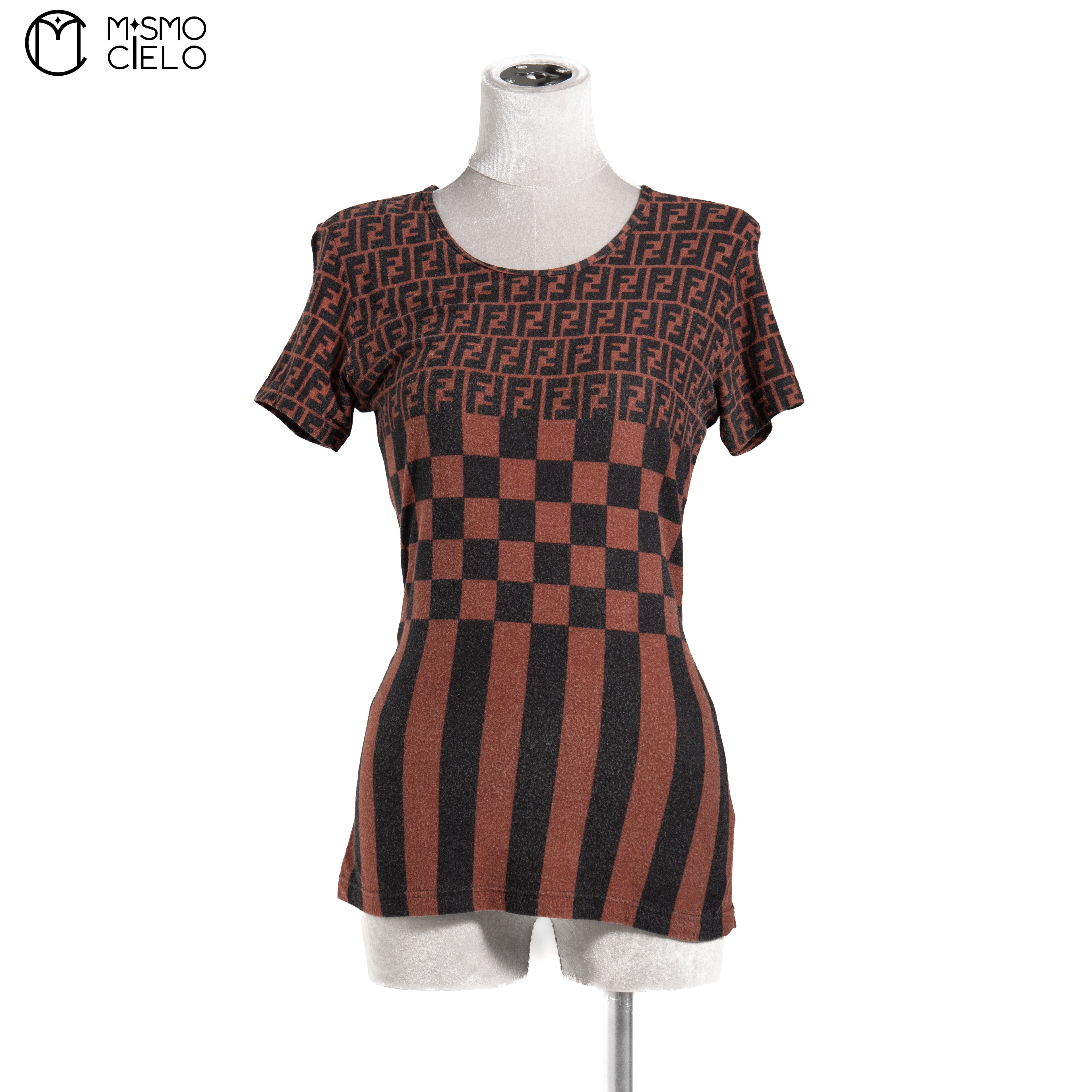 FENDI Brown Zucca Pecan Cut Shirt Size 44