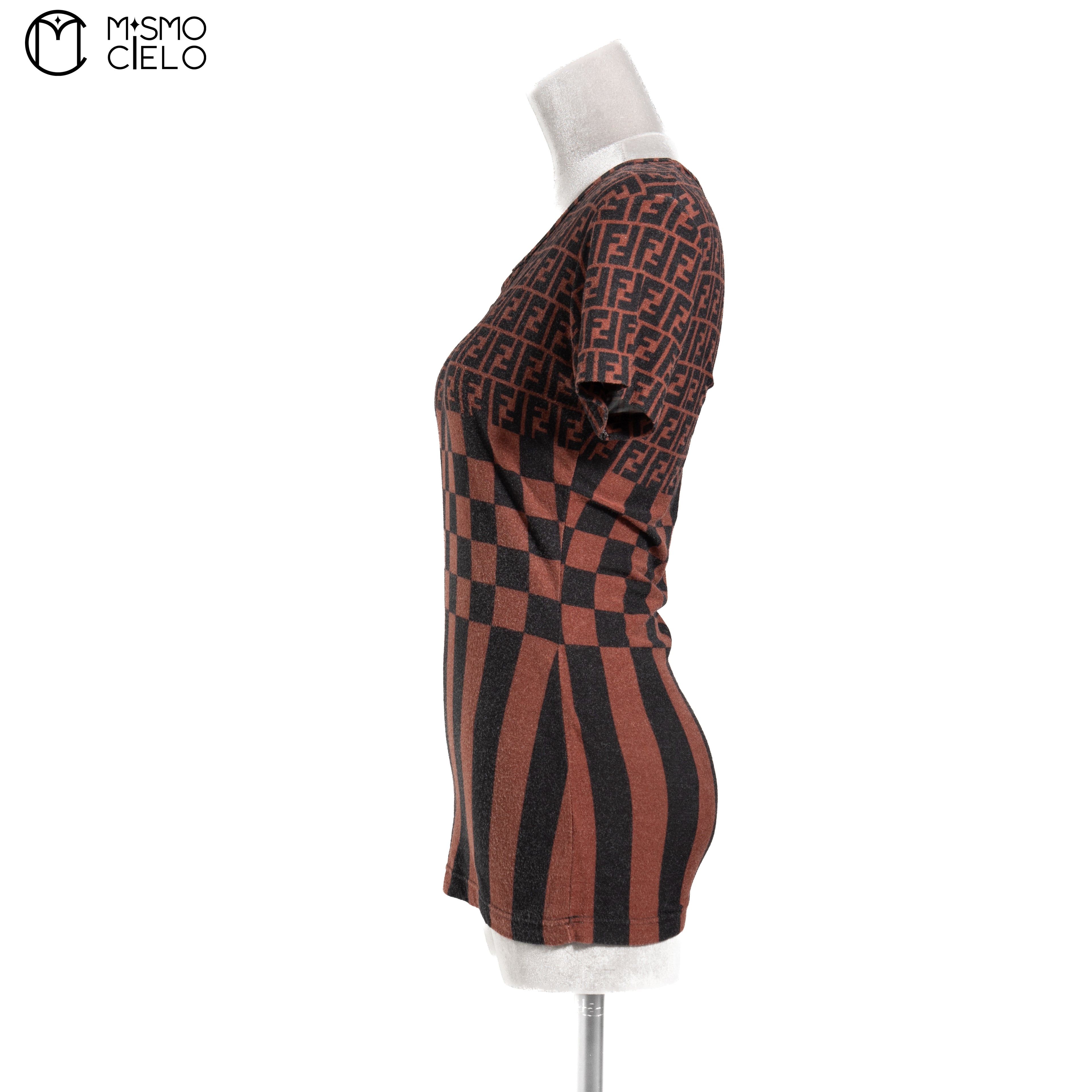 FENDI Brown Zucca Pecan Cut Shirt Size 44