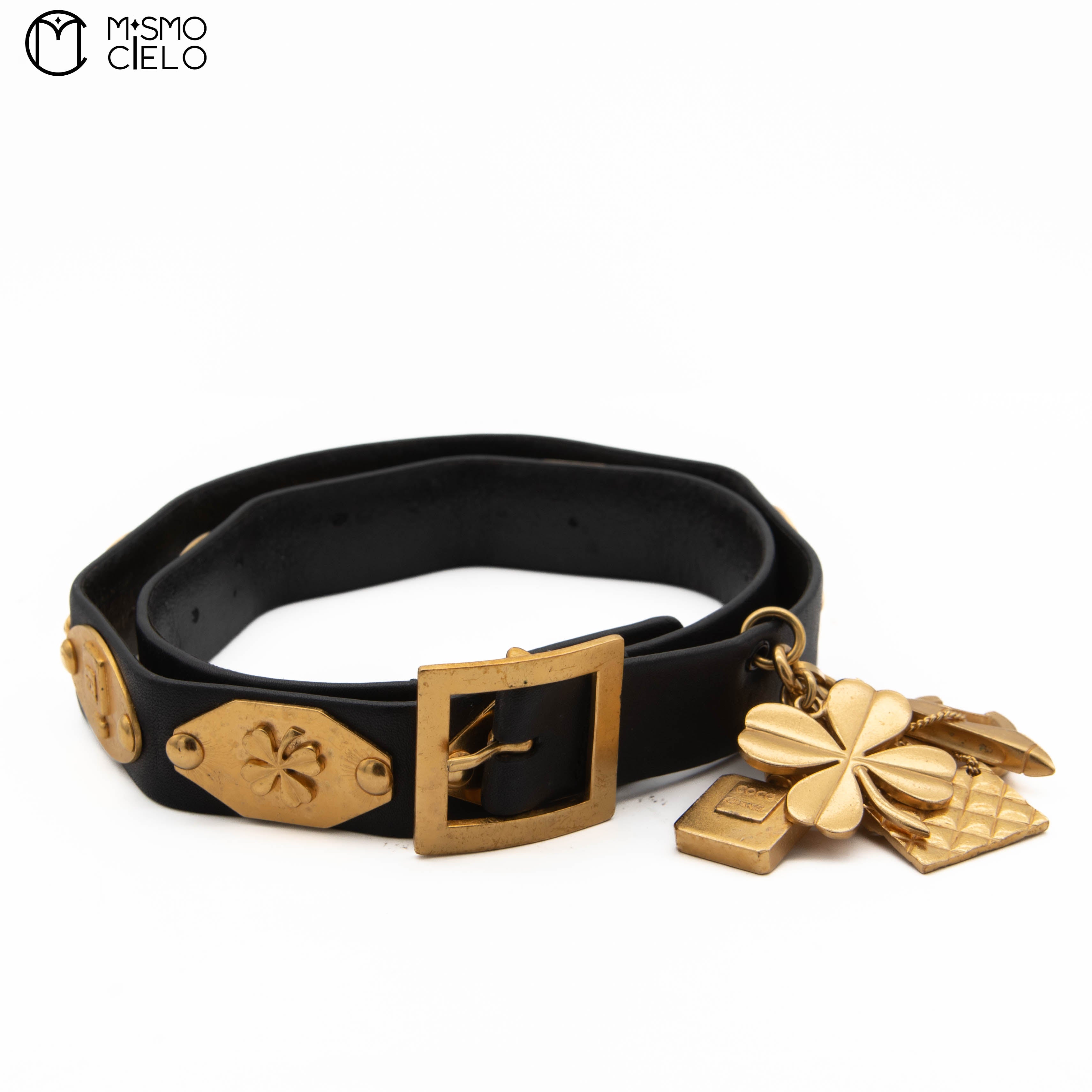 CHANEL Camellia Coco Mark and Heart Icon Belt 65cm *