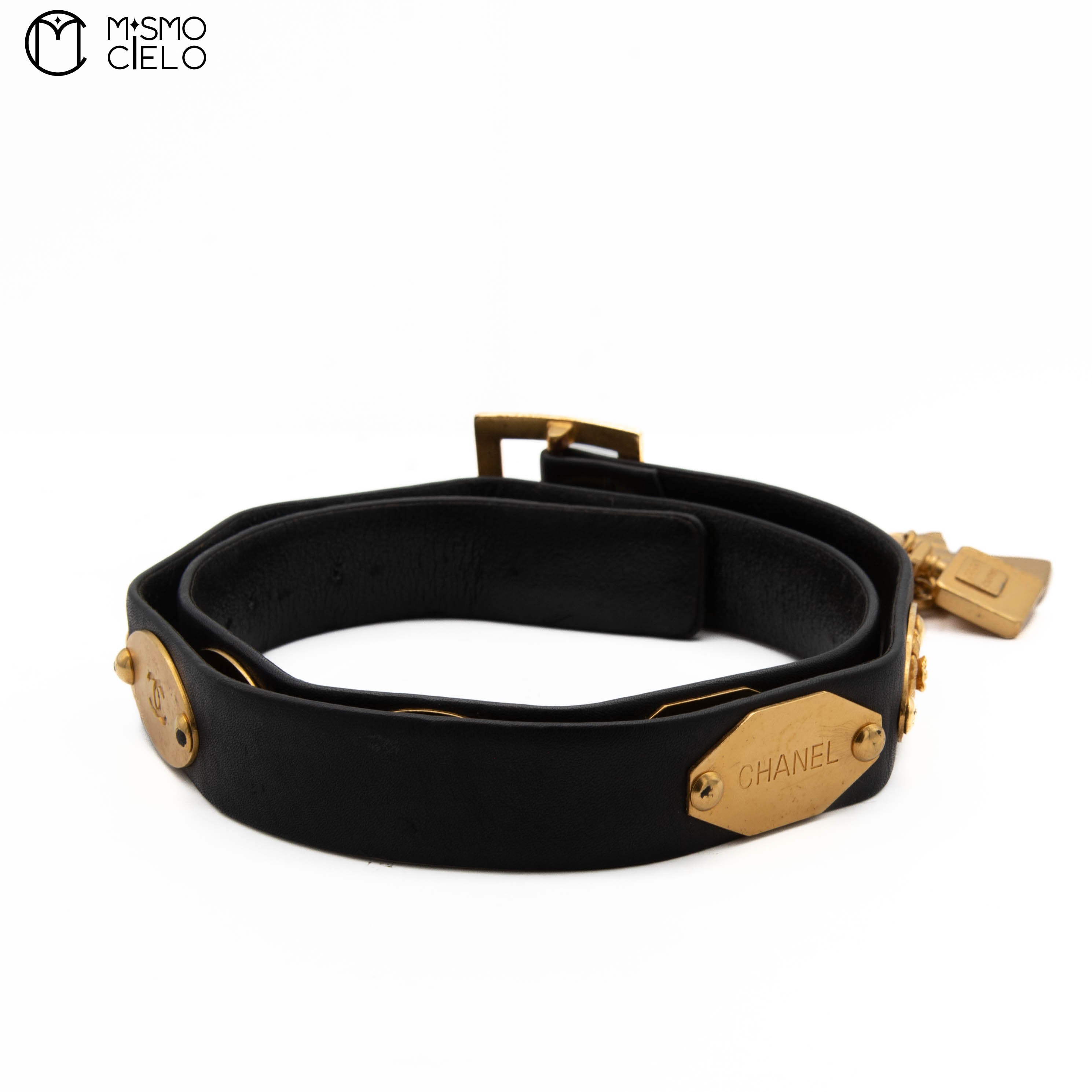 CHANEL Camellia Coco Mark and Heart Icon Belt 65cm *