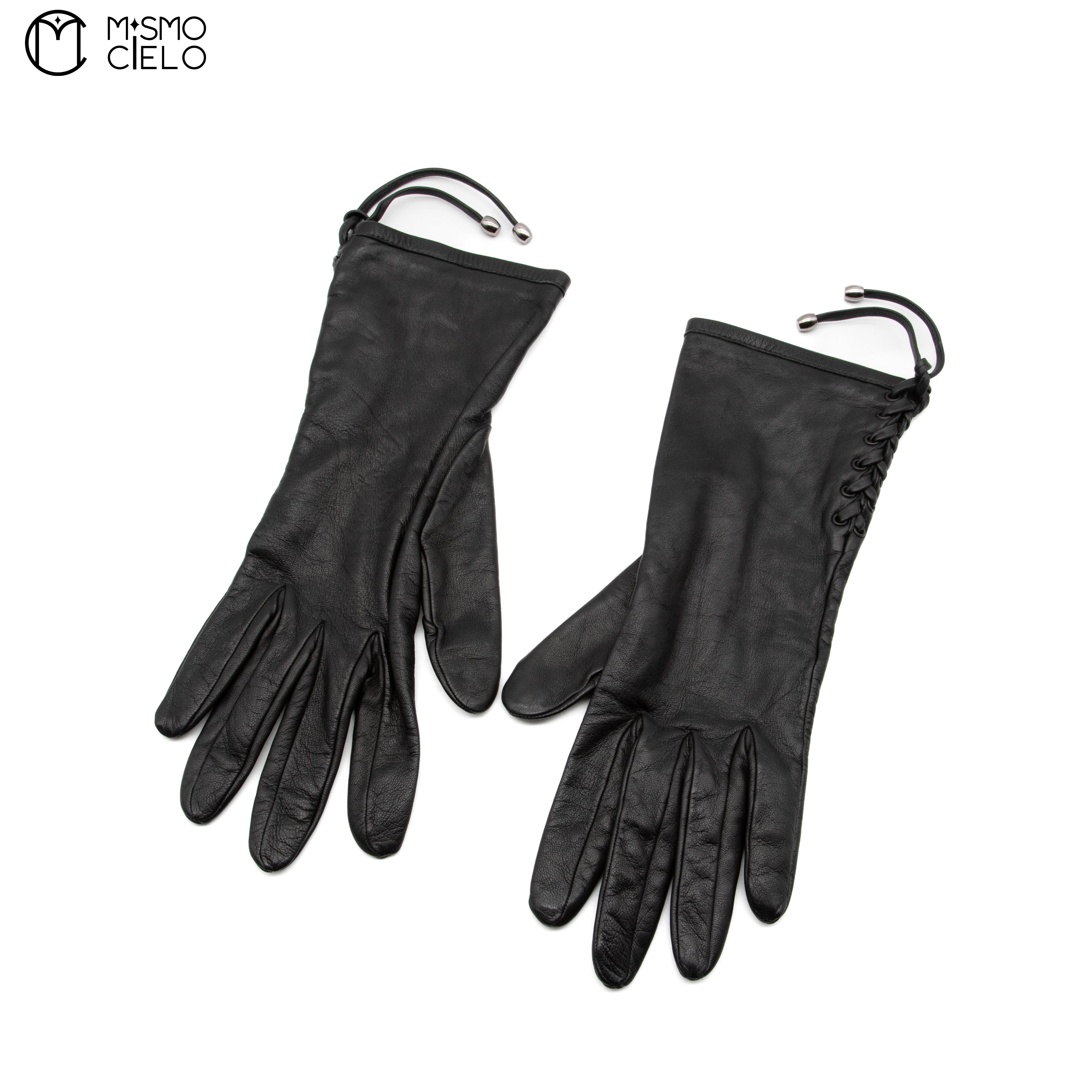 Long Black Leather Gloves