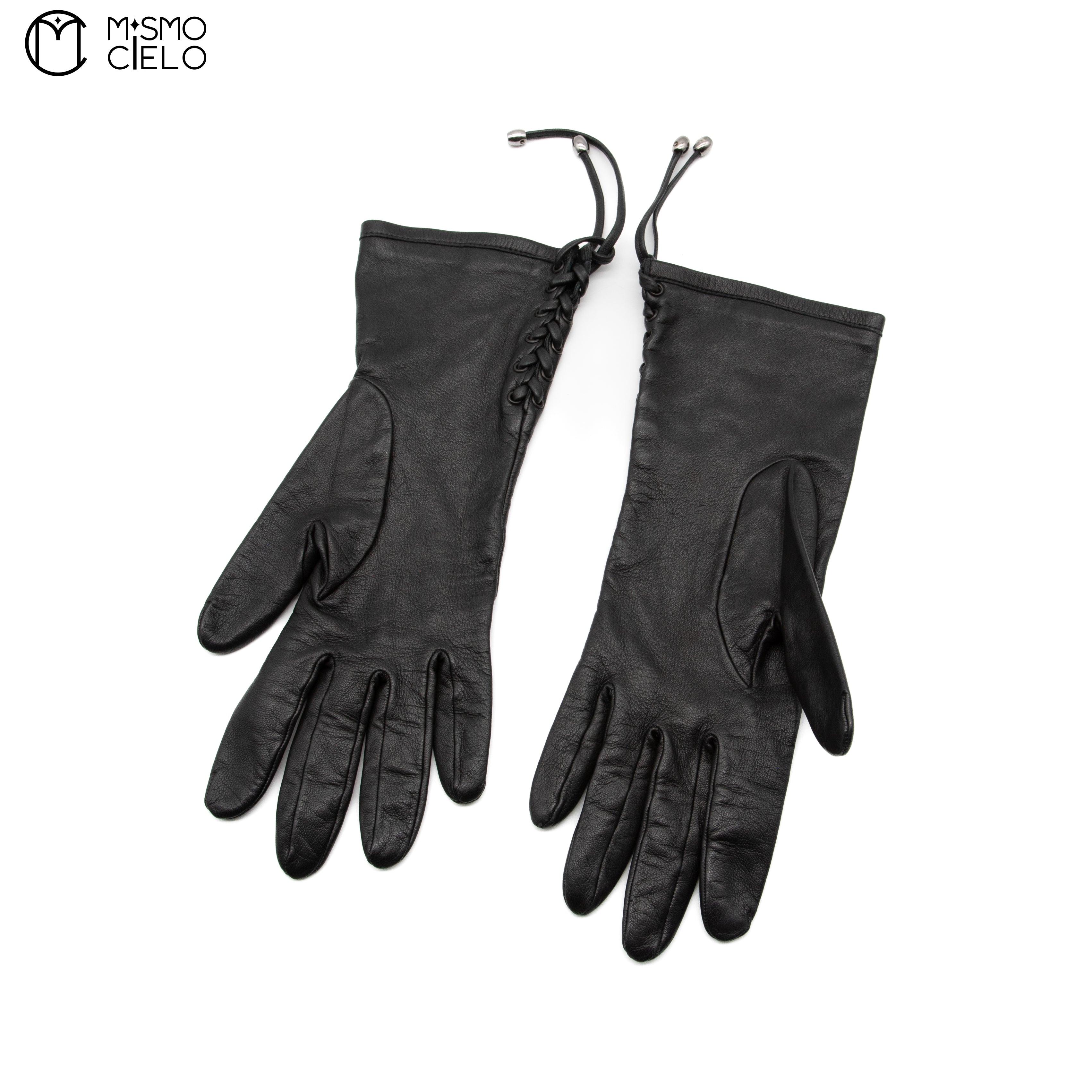 Long Black Leather Gloves