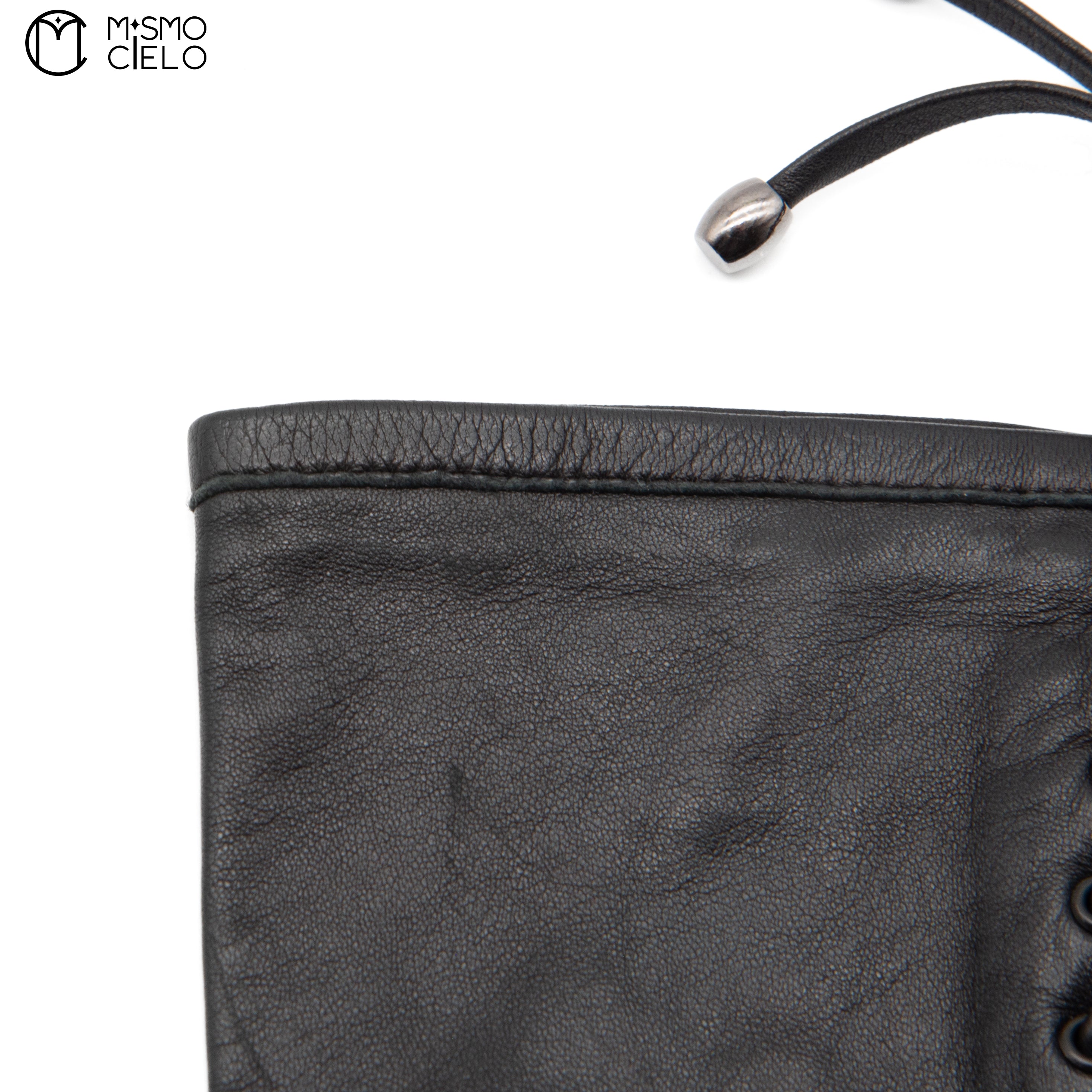 Long Black Leather Gloves