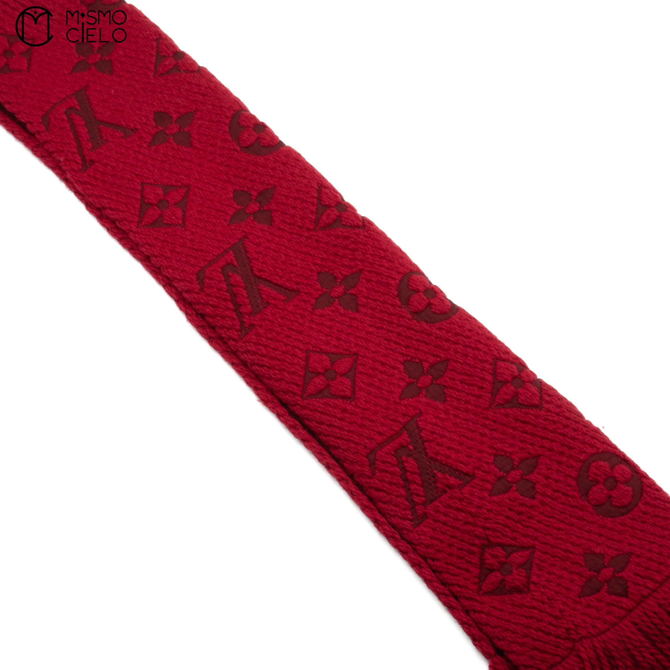 LOUIS VUITTON Monogram Logo Red Echarpe 168cm
