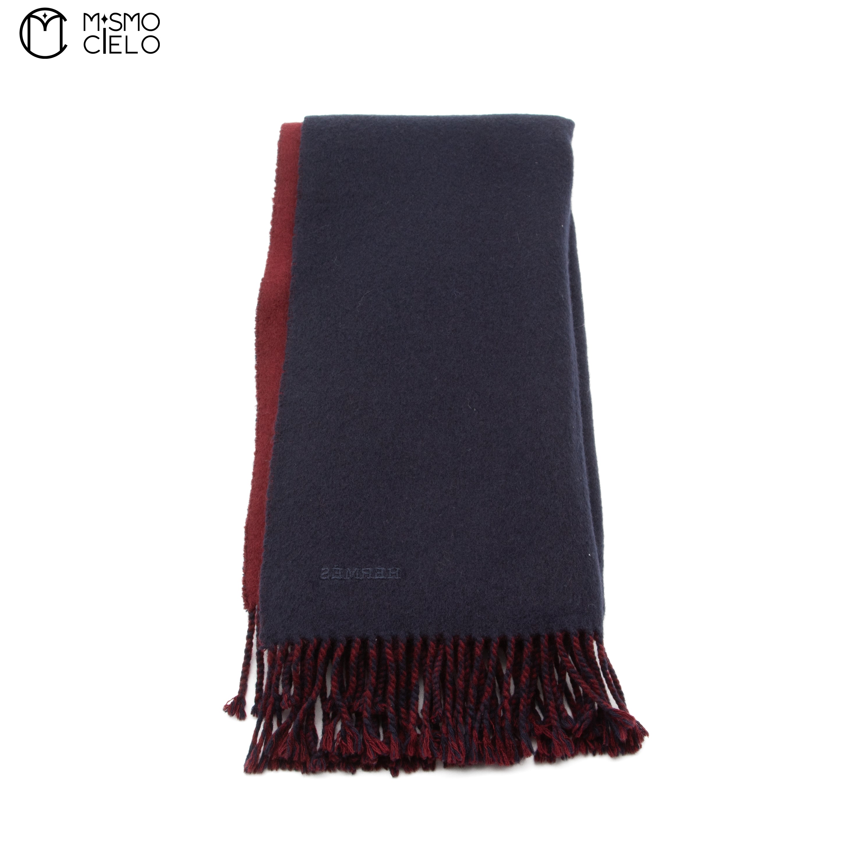 HERMES Burgandy Cashmere Scarf 168 cm