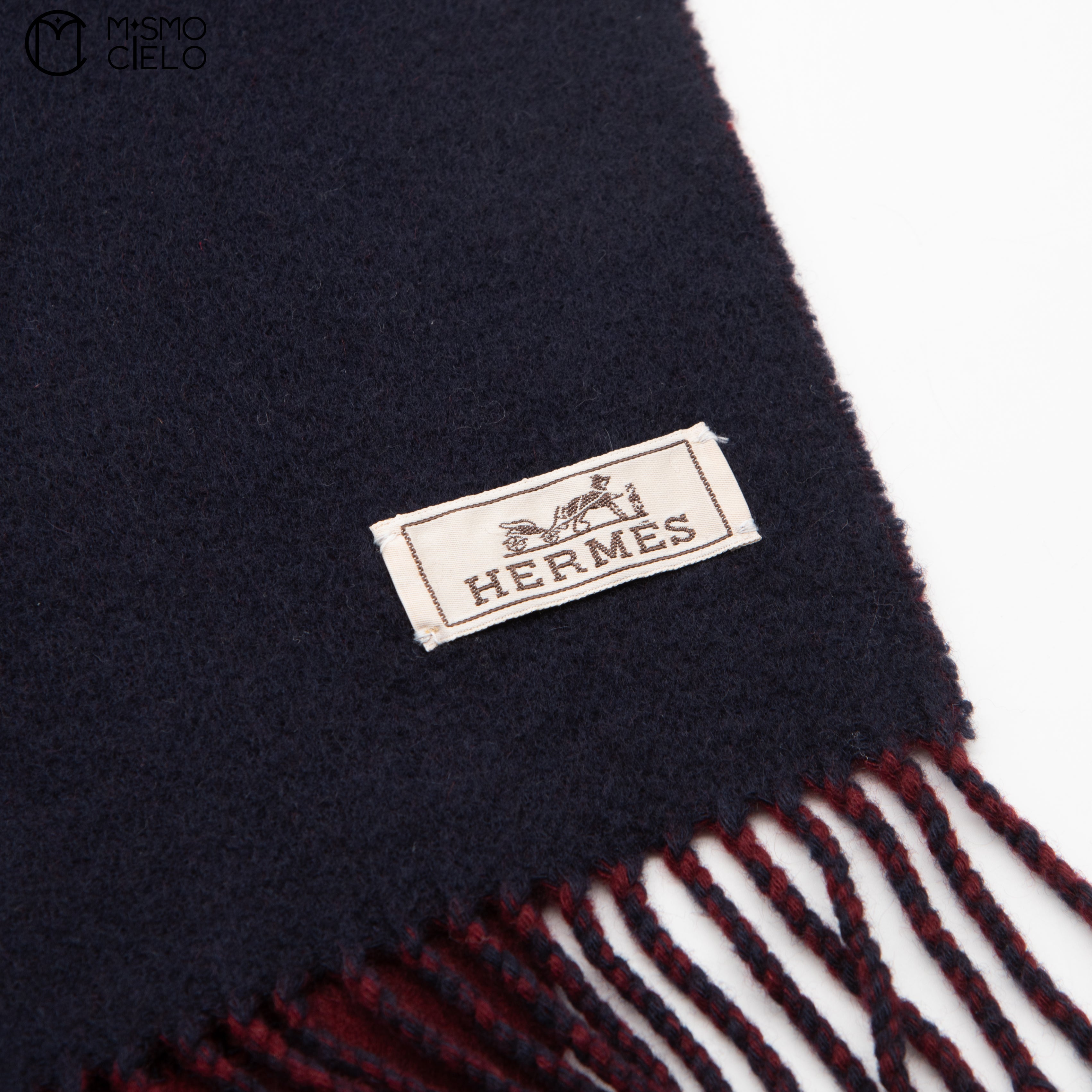 HERMES Burgandy Cashmere Scarf 168 cm