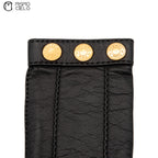 Black Series Leather Gloves with Gold Buttons