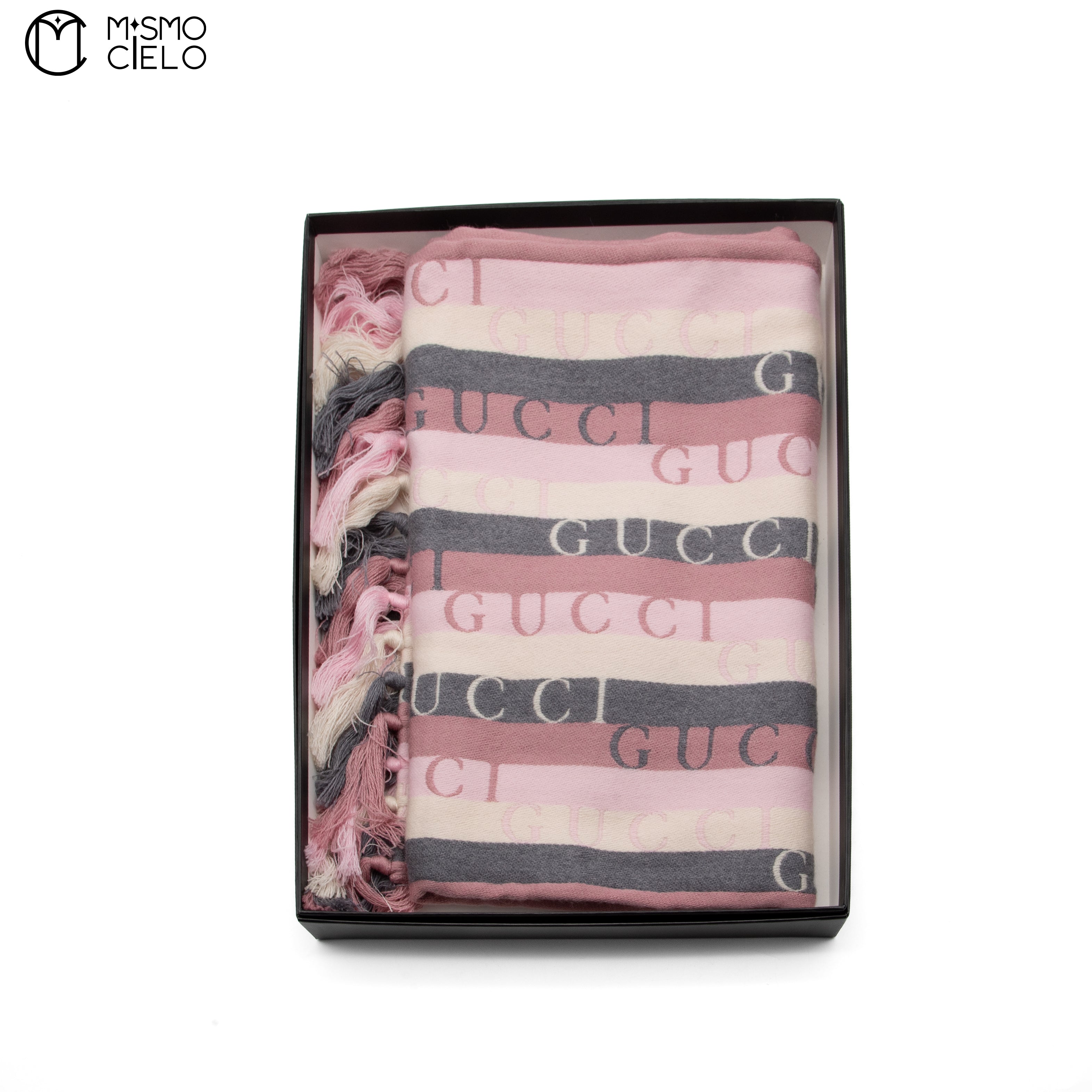 GUCCI Pink Striped Logo Scarf 180 cm *