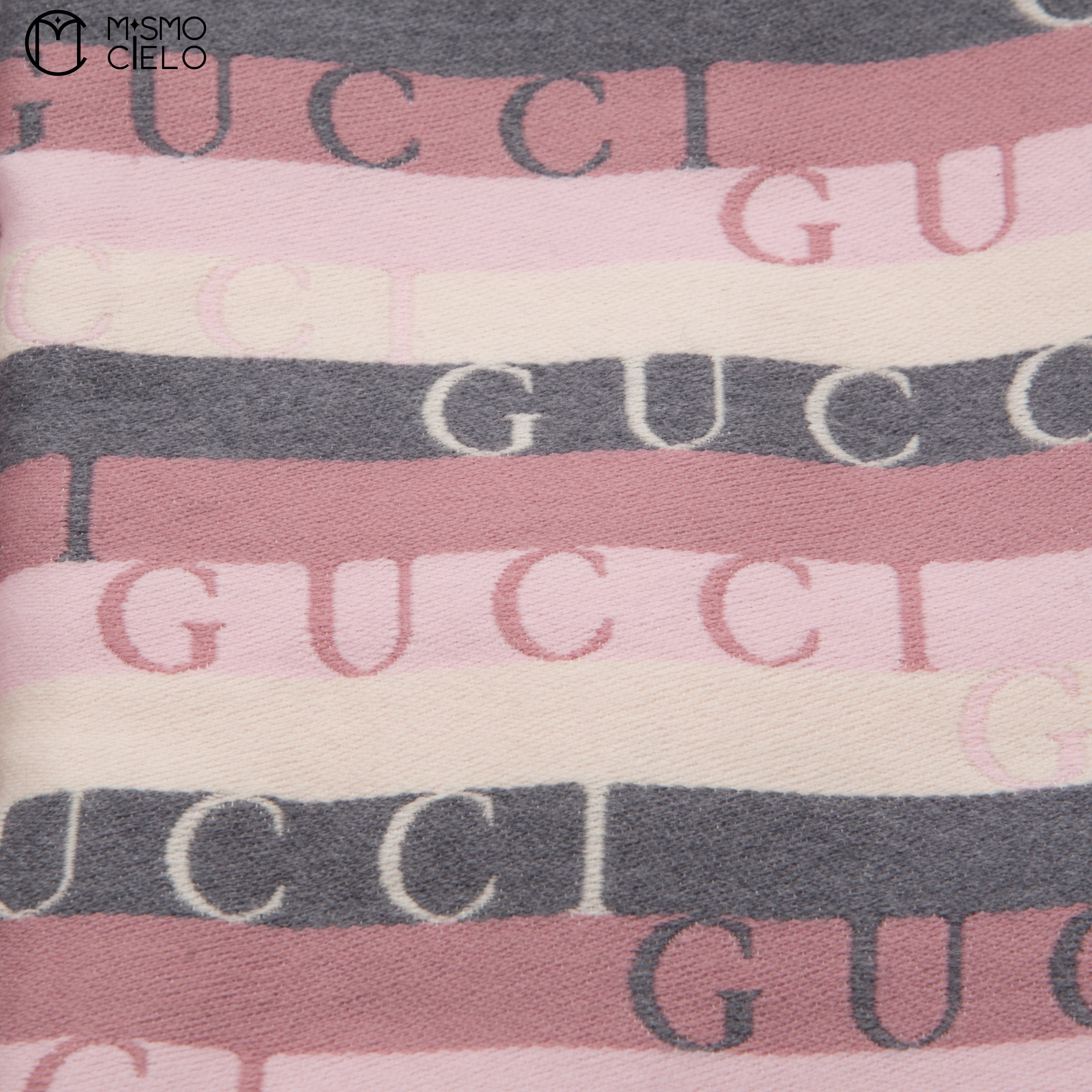 GUCCI Pink Striped Logo Scarf 180 cm *