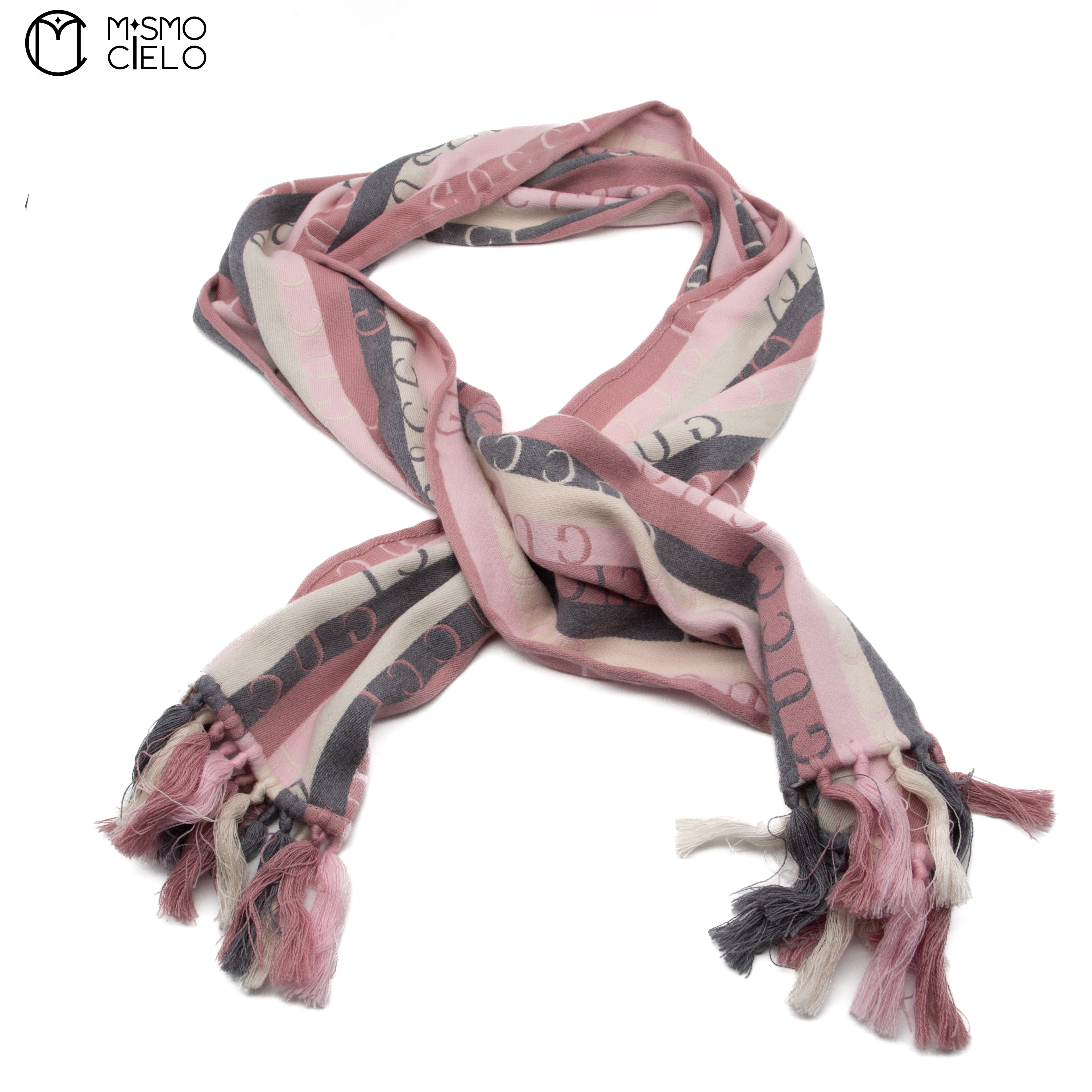 GUCCI Pink Striped Logo Scarf 180 cm *