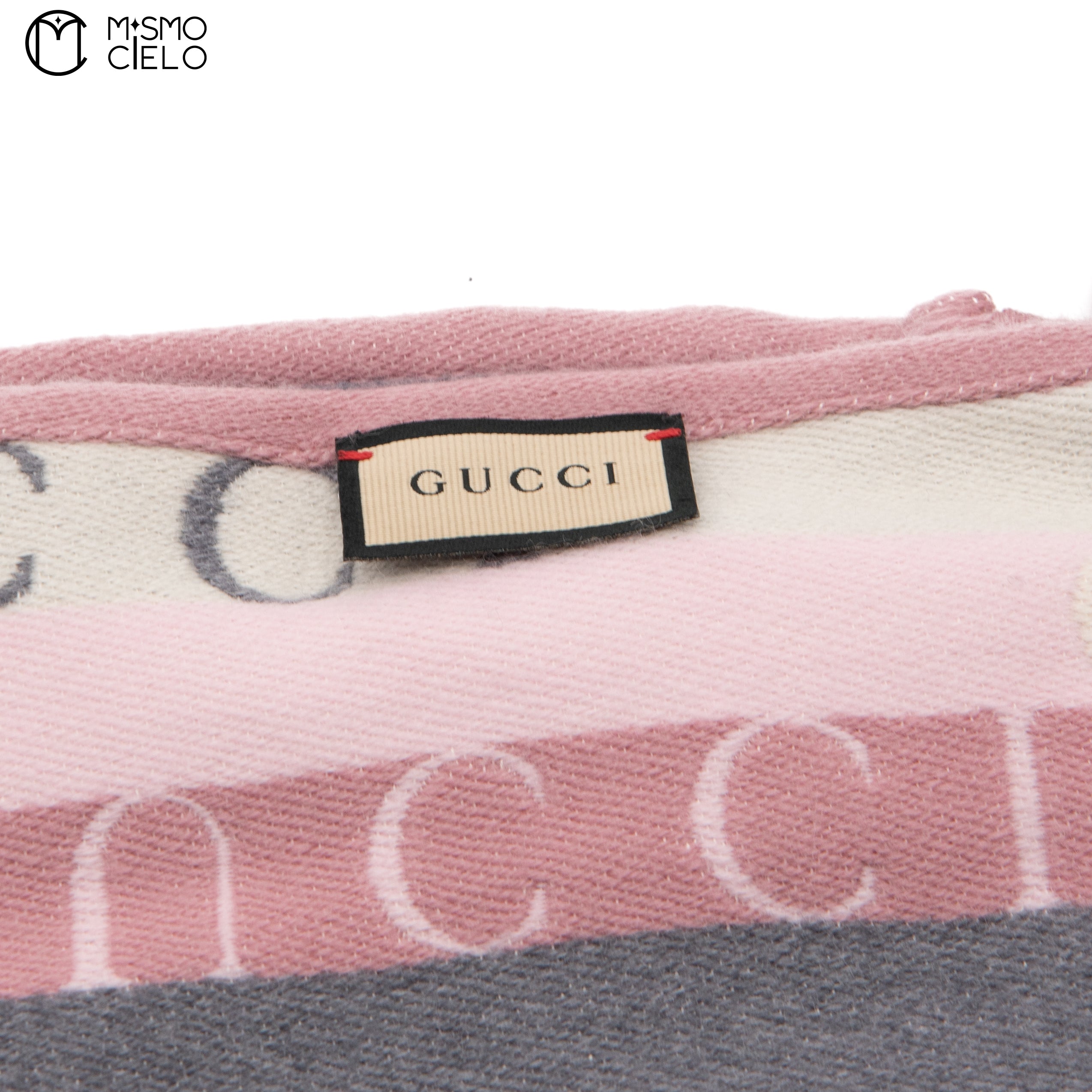 GUCCI Pink Striped Logo Scarf 180 cm *