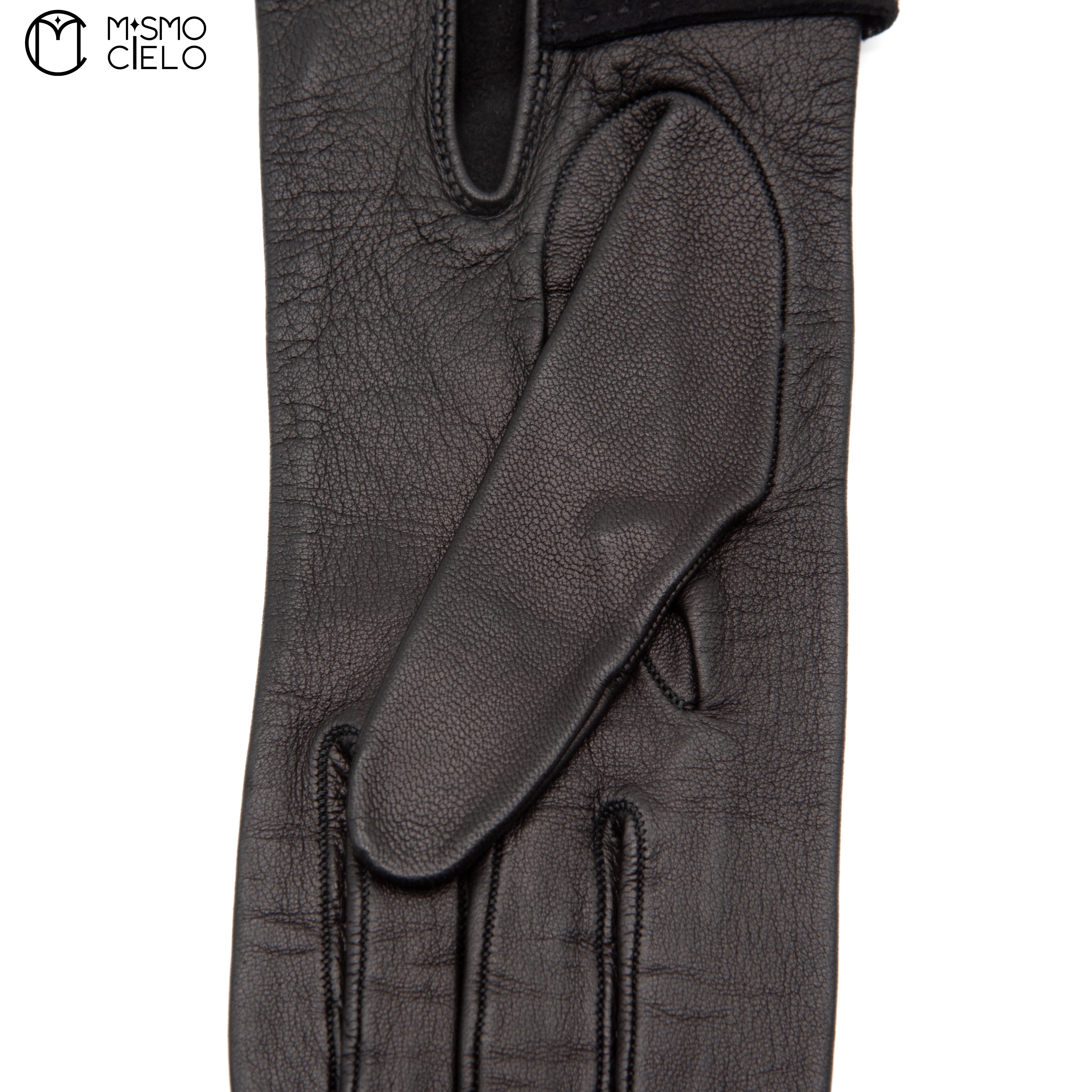 Black Leather Gloves with Gold