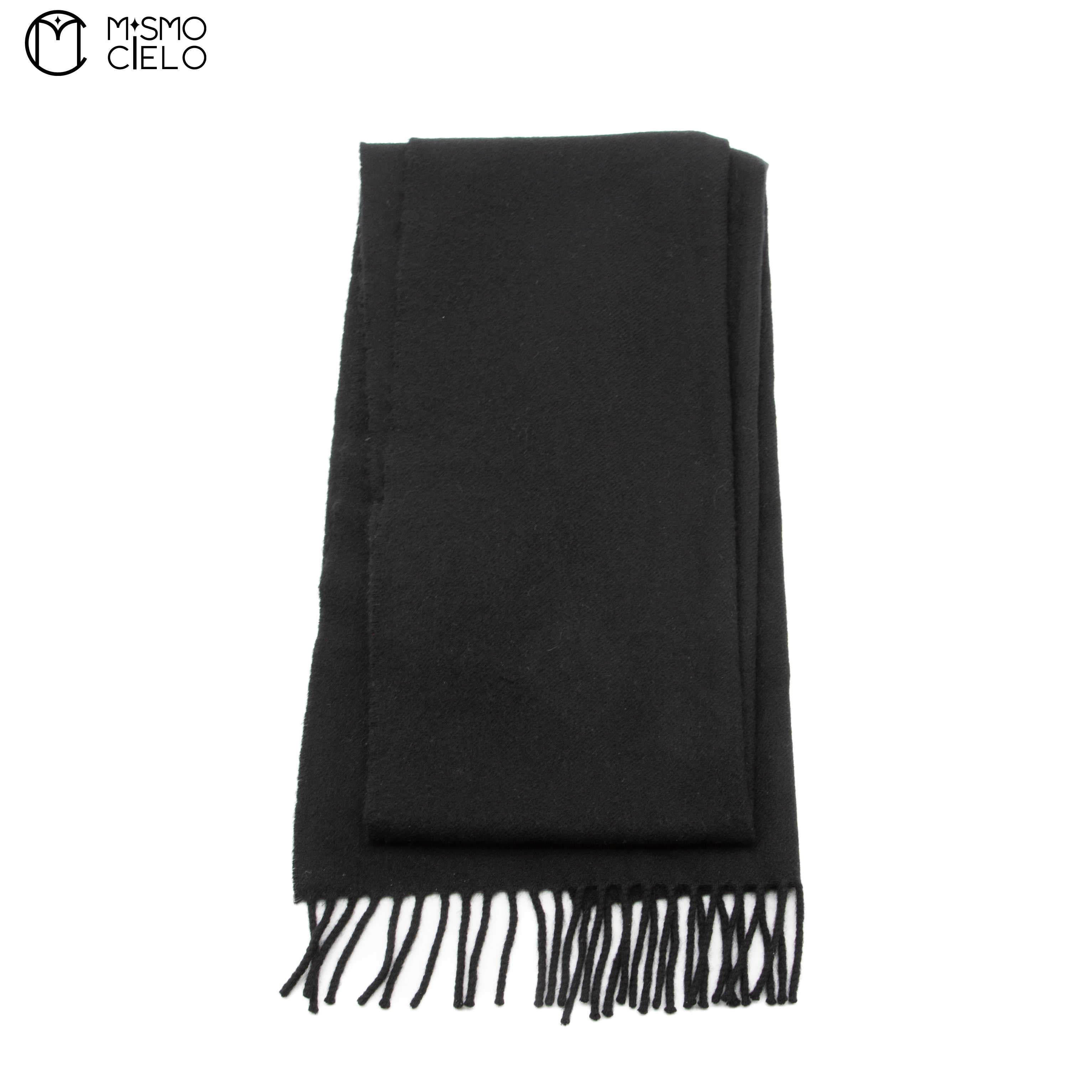 HERMES Black Cashmere Scarf 176 cm