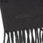HERMES Black Cashmere Scarf 176 cm
