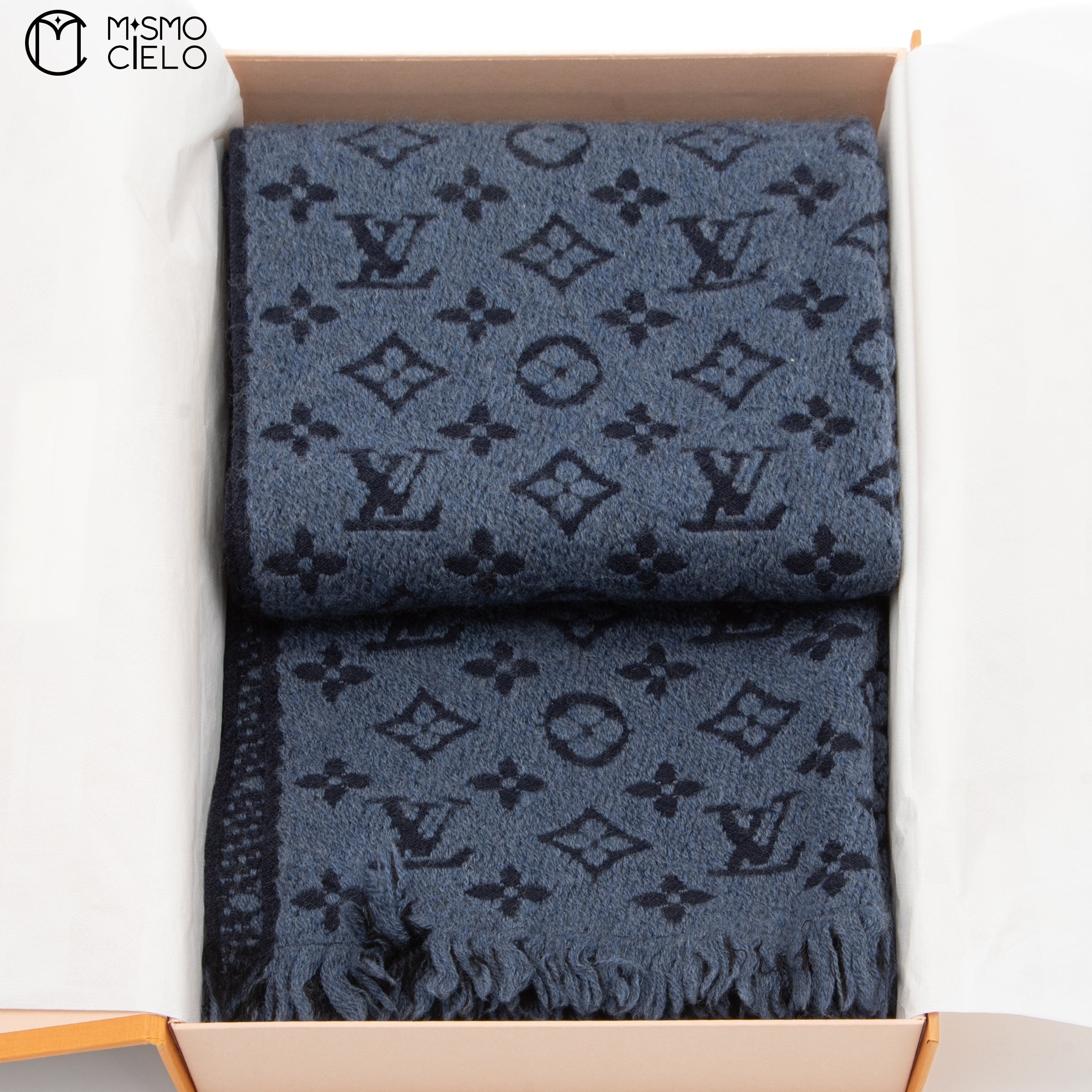 LOUIS VUITTON M78525 Blue Muffler 174 cm *