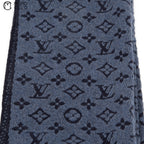 LOUIS VUITTON M78525 Blue Muffler 174 cm *